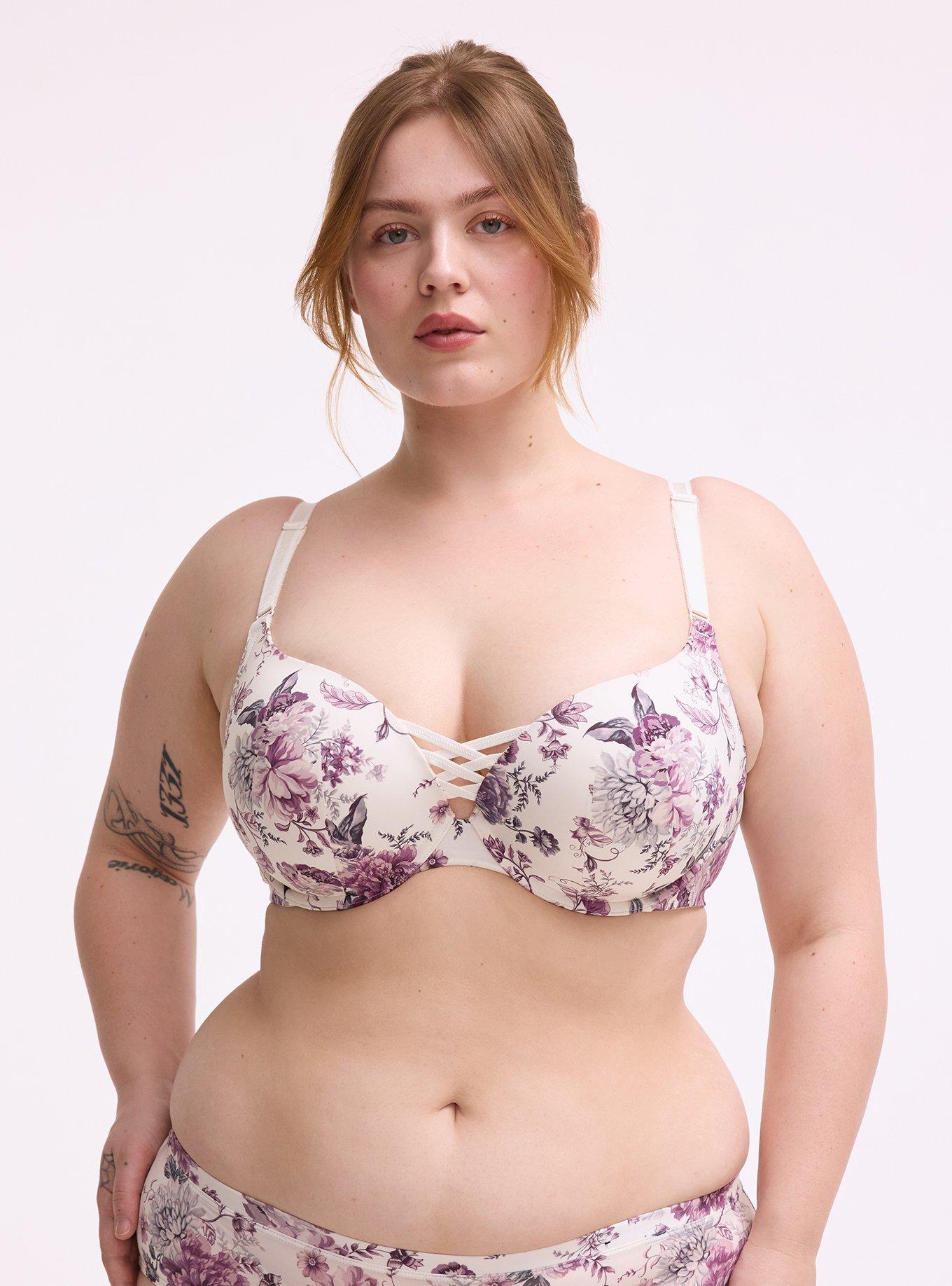 Plus Size - XO Plunge Push-Up Print 360 Back Smoothing Bra - Torrid