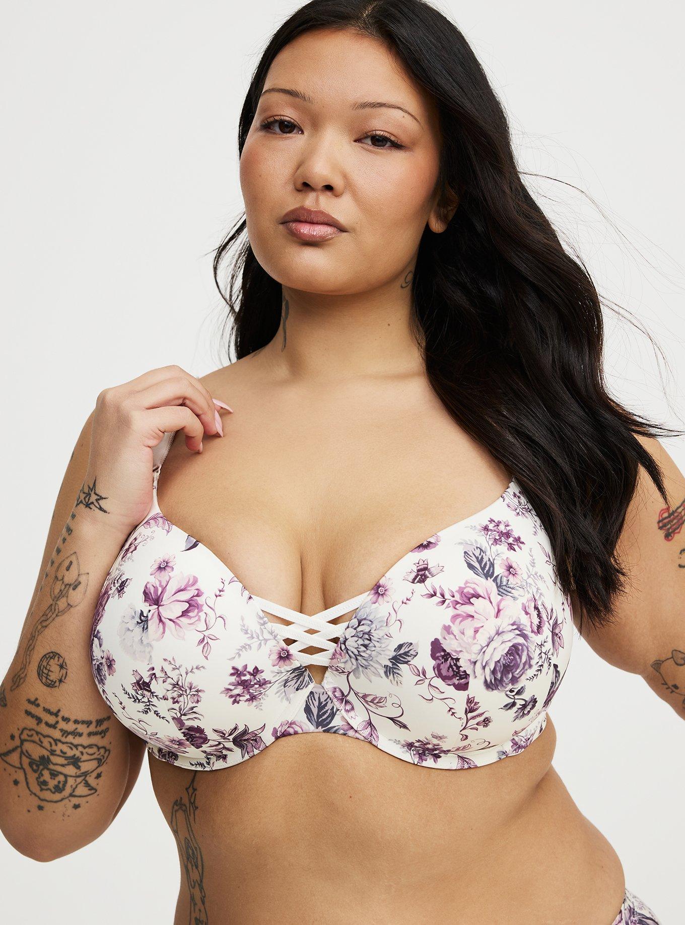 Plus Size XO Plunge Push-Up Bra, DREAM FLORAL, hi-res