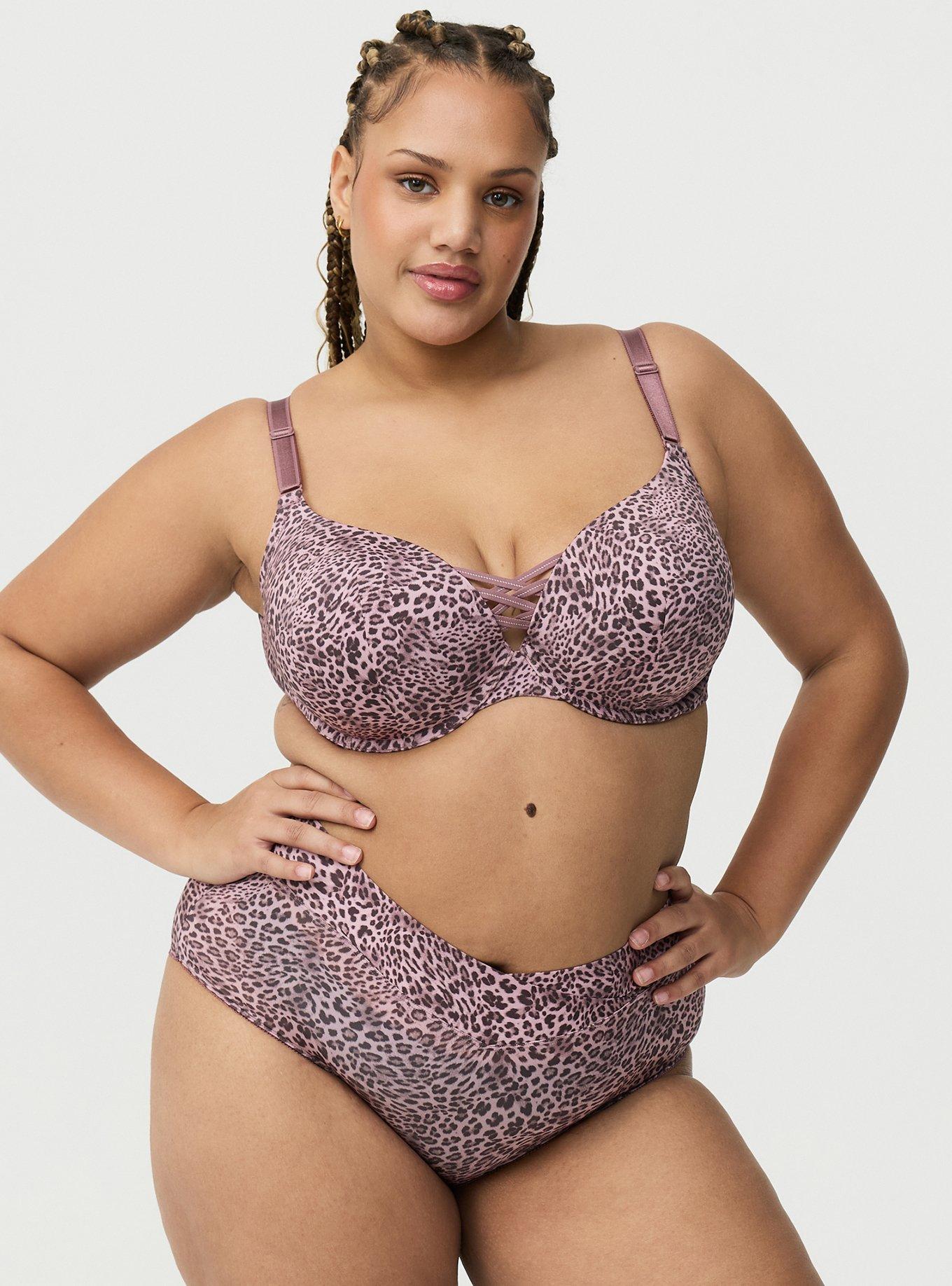 Plus Size XO Plunge Push-Up Bra, CLASSIC LEOPARD KEEPSAKE LILAC, hi-res