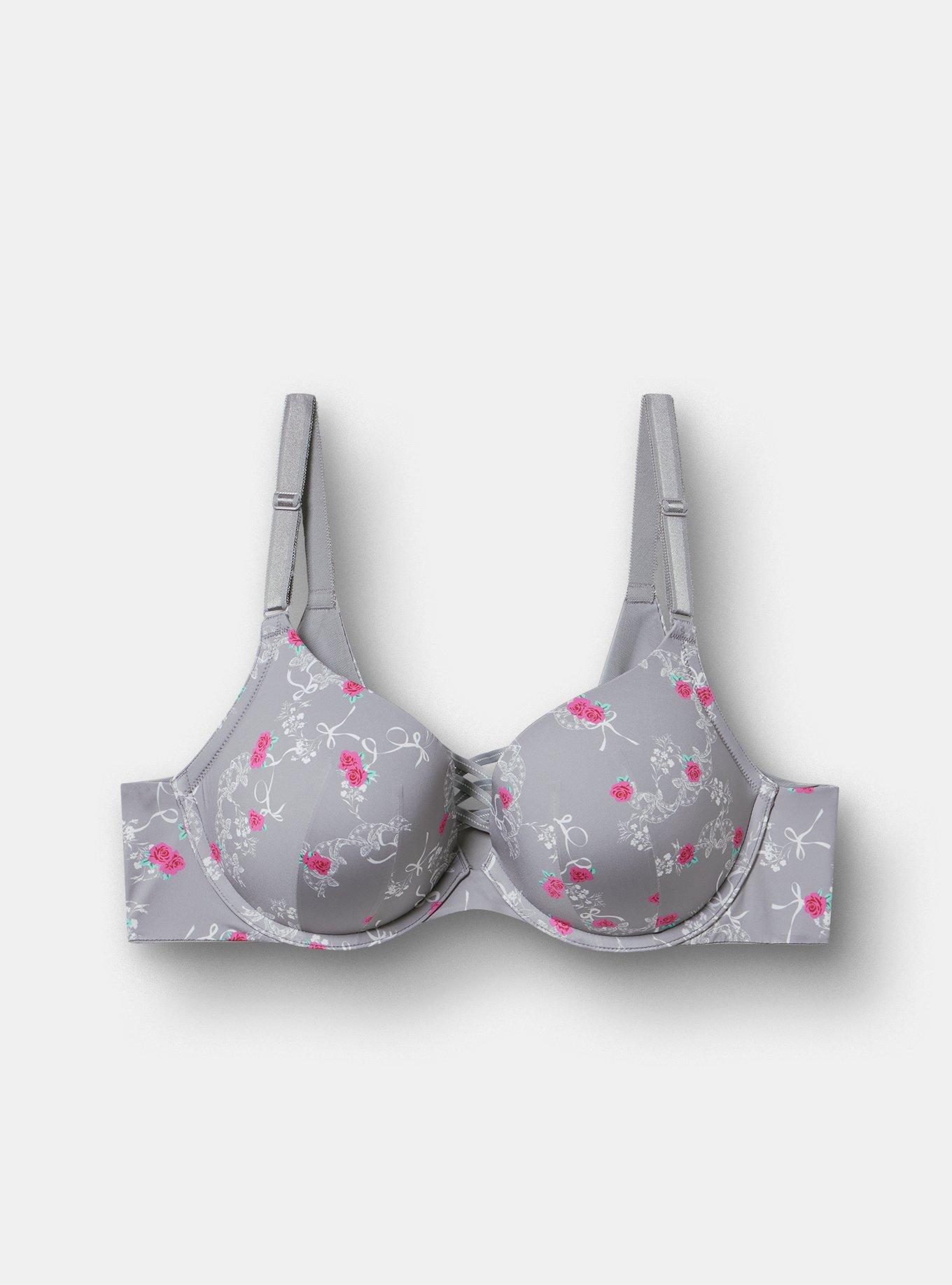 XO Plunge Push-Up Smooth Bra, ROSE BOWS FORMAL GRAY, hi-res