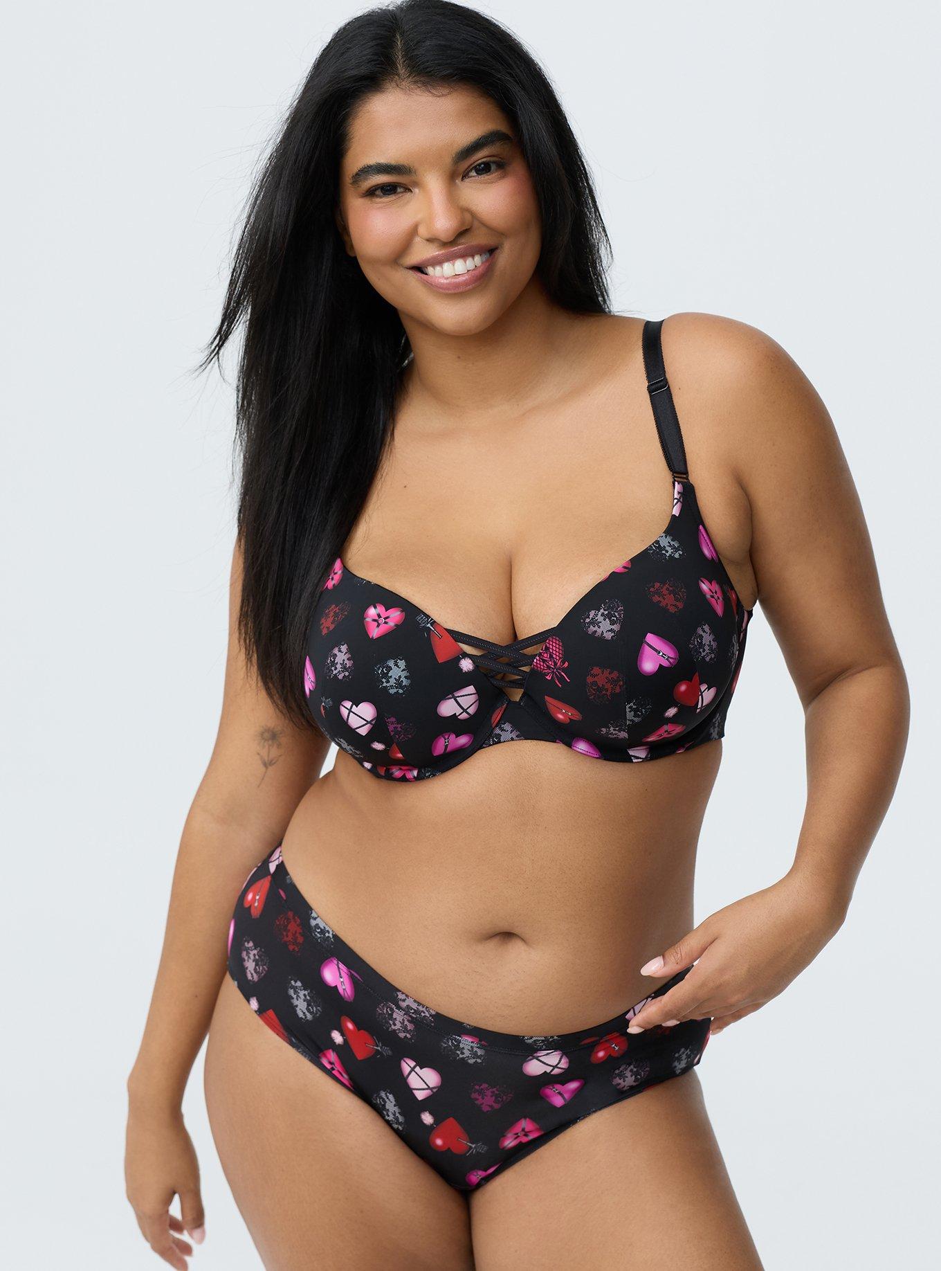 XO Plunge Push-Up Smooth Bra, PLAYFUL LOVERS RICH BLACK, alternate