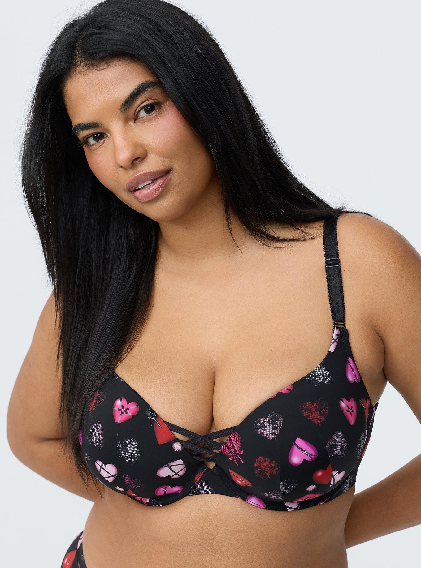 XO Plunge Push-Up Bra, PLAYFUL LOVERS RICH BLACK, hi-res