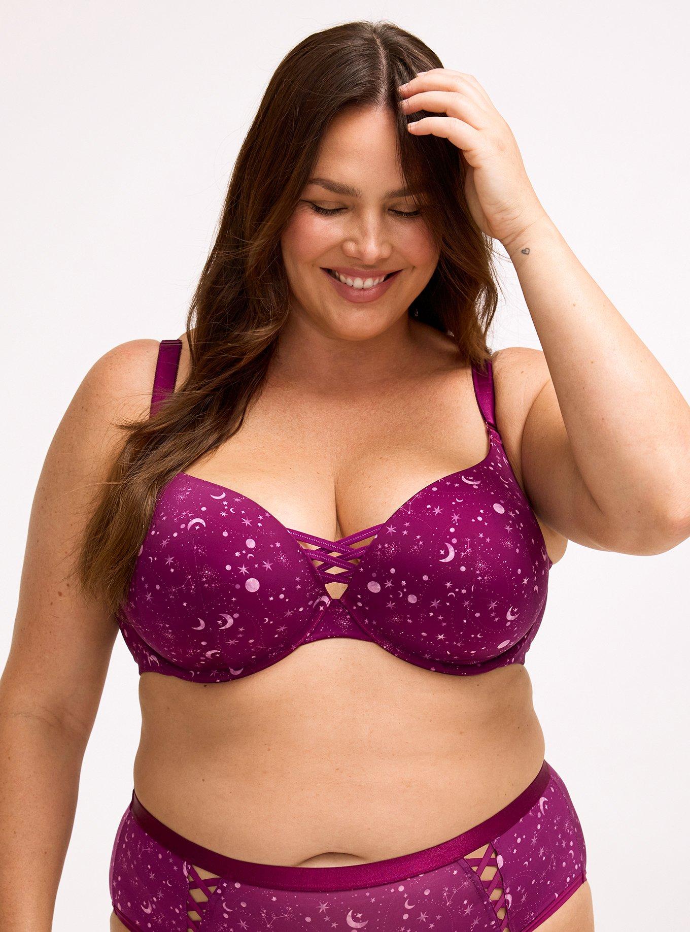 XO Plunge Push-Up Print 360 Back Smoothing Bra, CELESTIAL GLOW PURPLE, hi-res