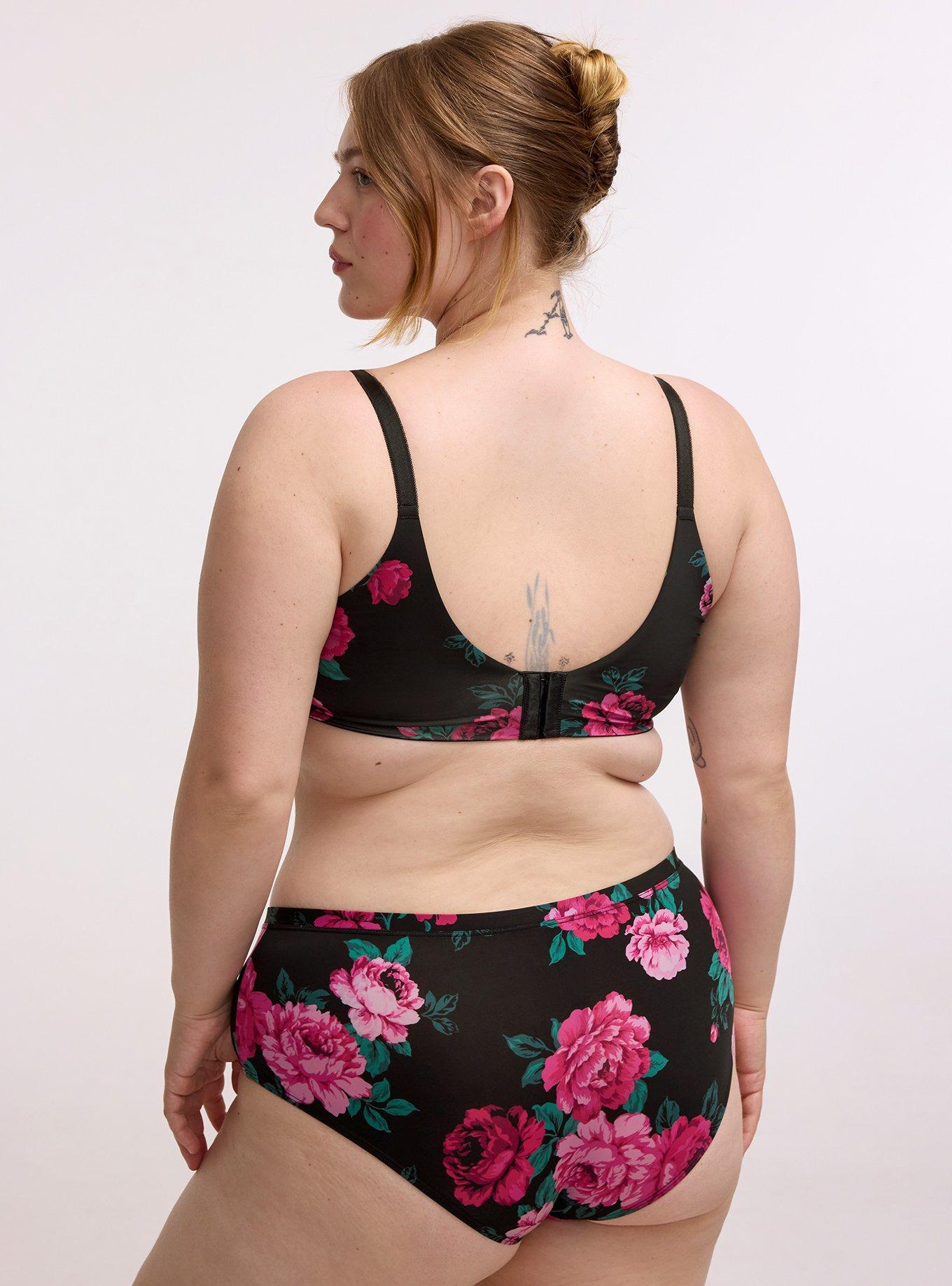 XO Plunge Push-Up Print 360&deg; Back Smoothing Bra, TRADITIONAL ROSES HOT PINK, alternate