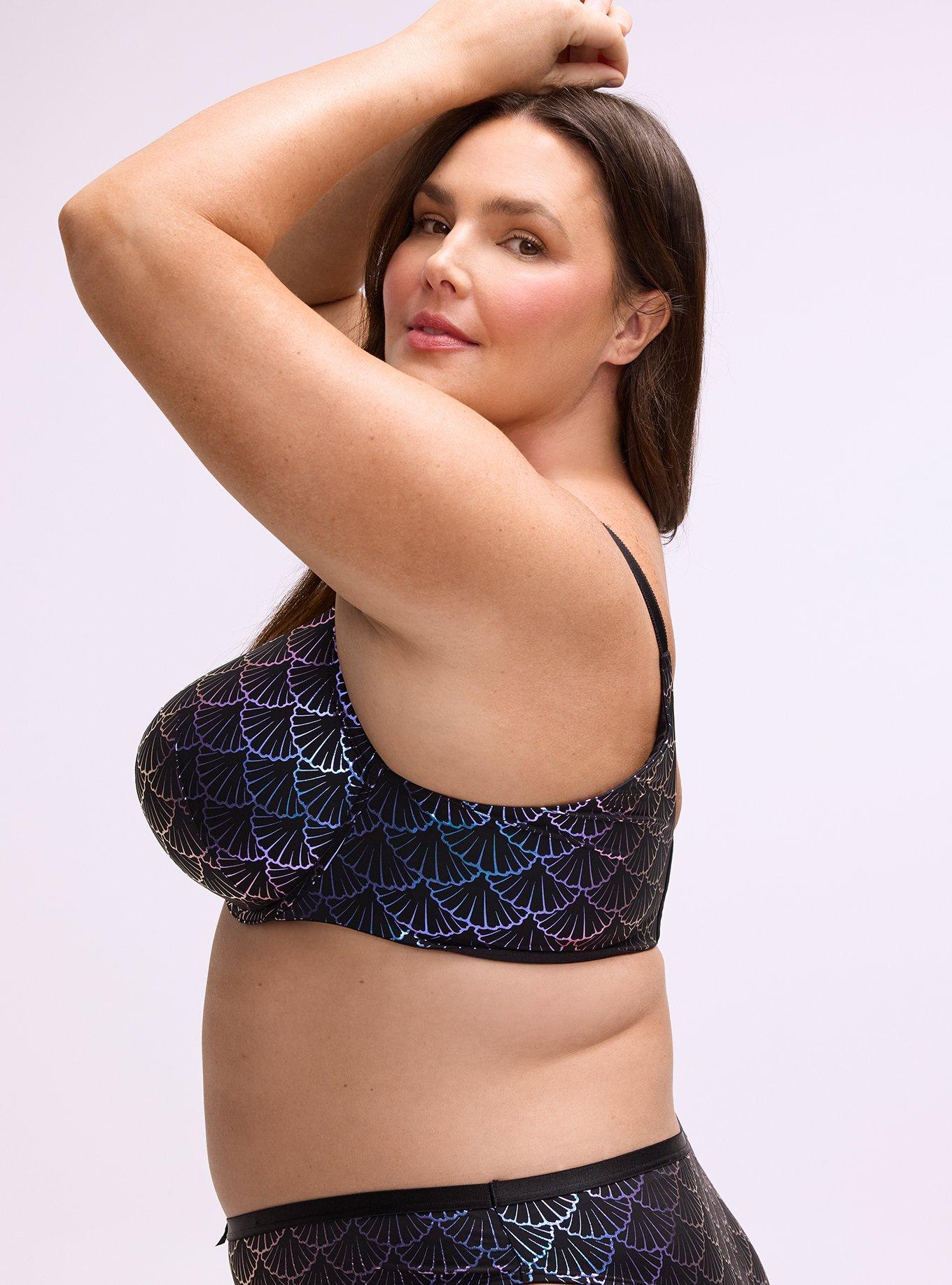 XO PLUNGE PUSH UP PRINT 360 BACK SMOOTHING BRA, SHELL SCALES BLUE, alternate