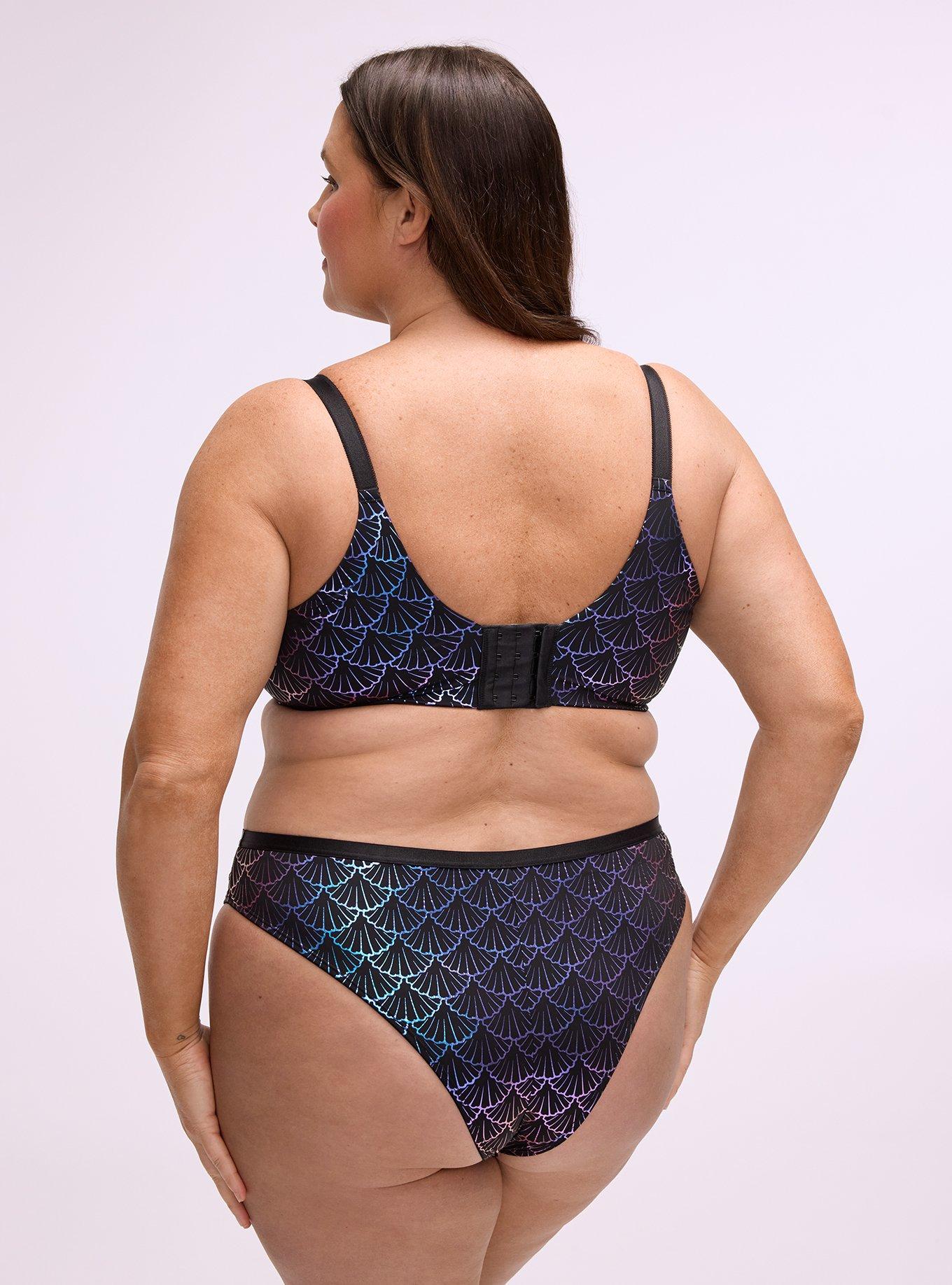 XO PLUNGE PUSH UP PRINT 360 BACK SMOOTHING BRA, SHELL SCALES BLUE, alternate