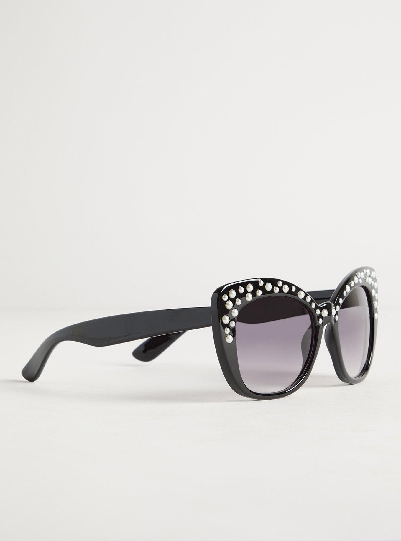 Embellished Cateye Smoke Lens Sunglasses