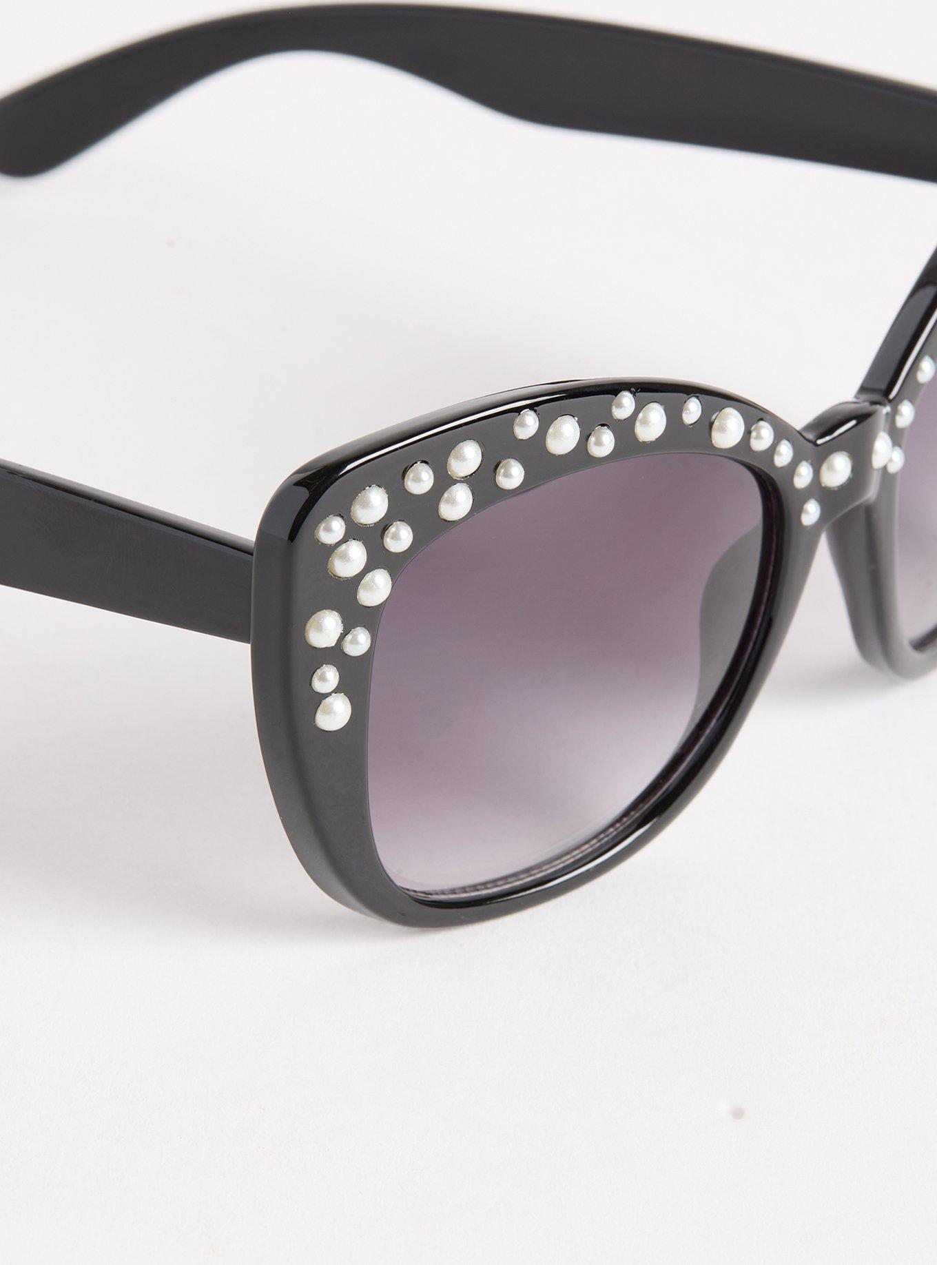 Embellished Cateye Smoke Lens Sunglasses