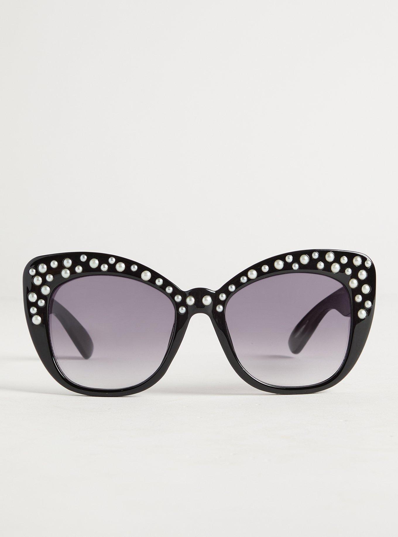 Embellished Cateye Smoke Lens Sunglasses