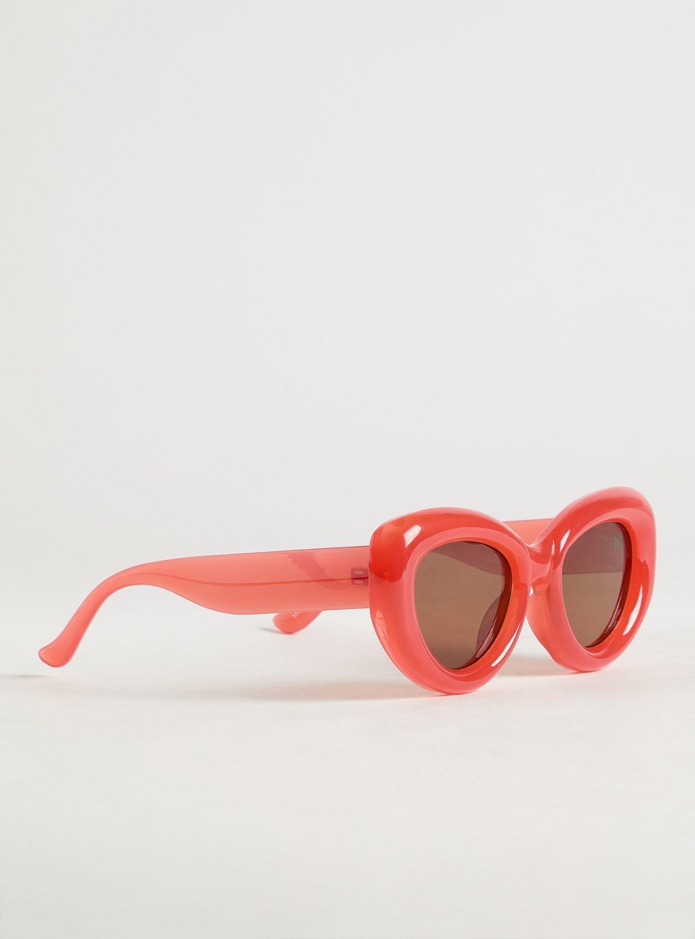 Plus Size Rounded Cateye Sunglasses, ORANGE, alternate