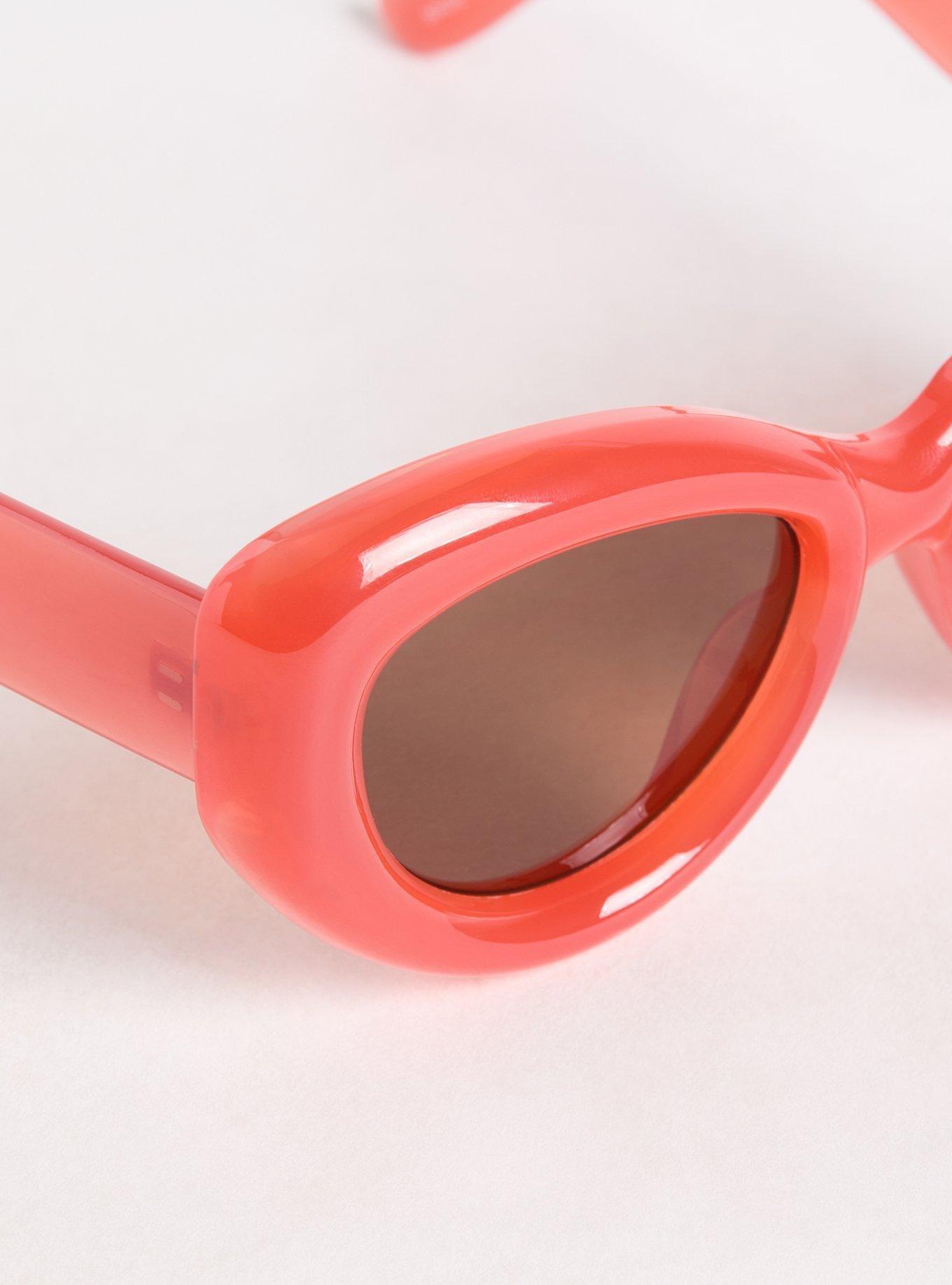 Plus Size Rounded Cateye Sunglasses, ORANGE, alternate