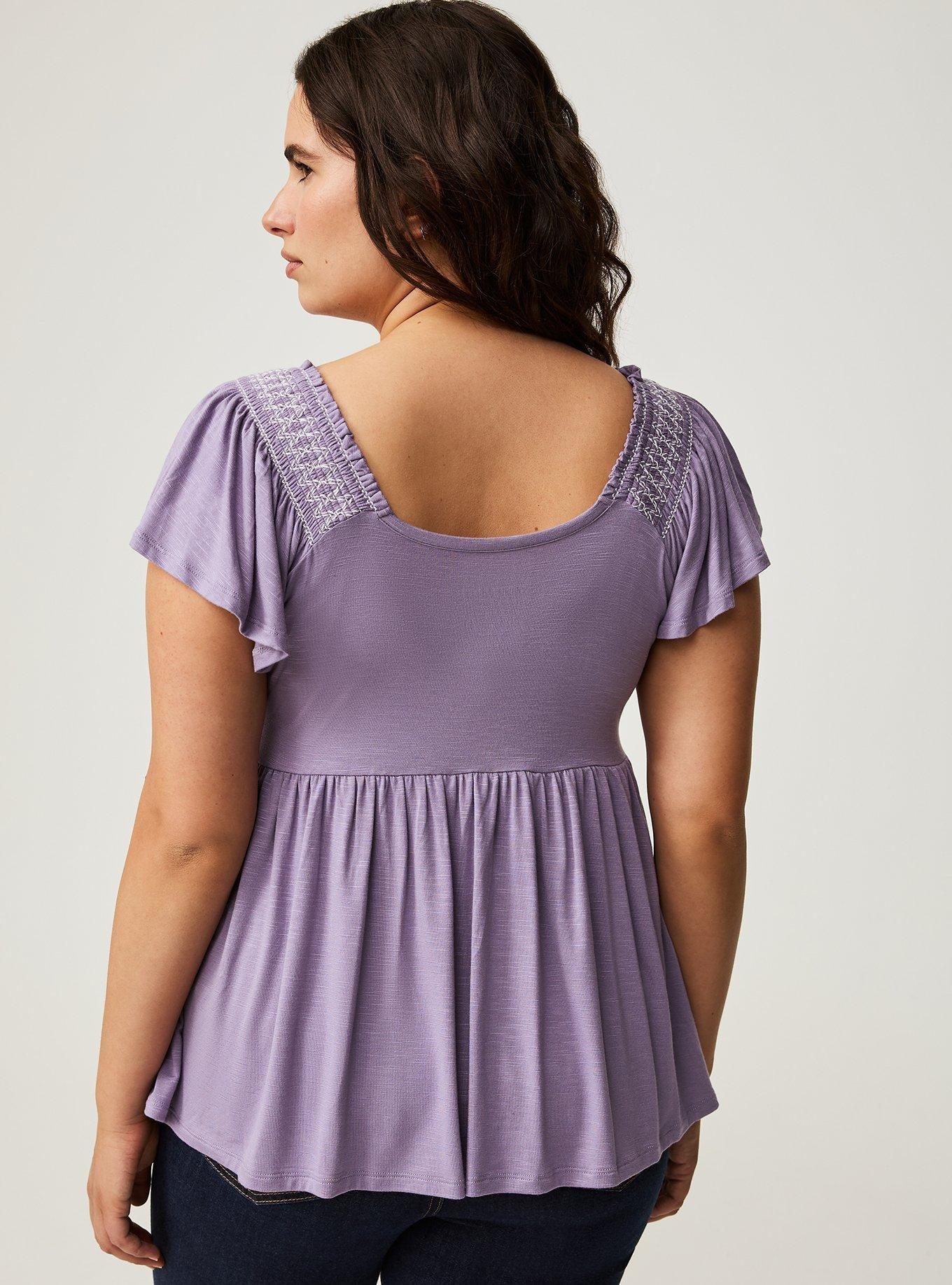 Smocked Flutter Sleeve Babydoll Top