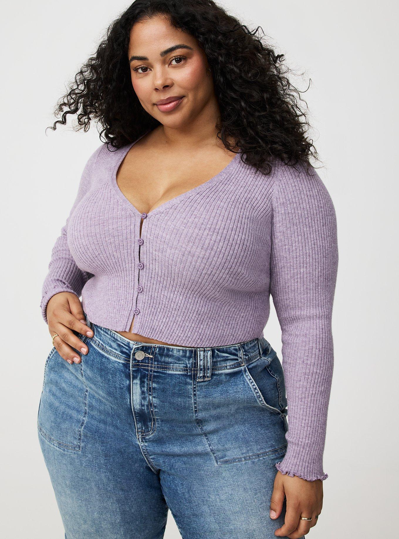 EVERYDAY SOFT RIB LS BUTTON FRONT SHRUG SWEATER