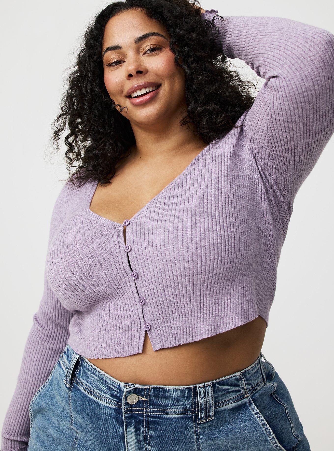 EVERYDAY SOFT RIB LS BUTTON FRONT SHRUG SWEATER