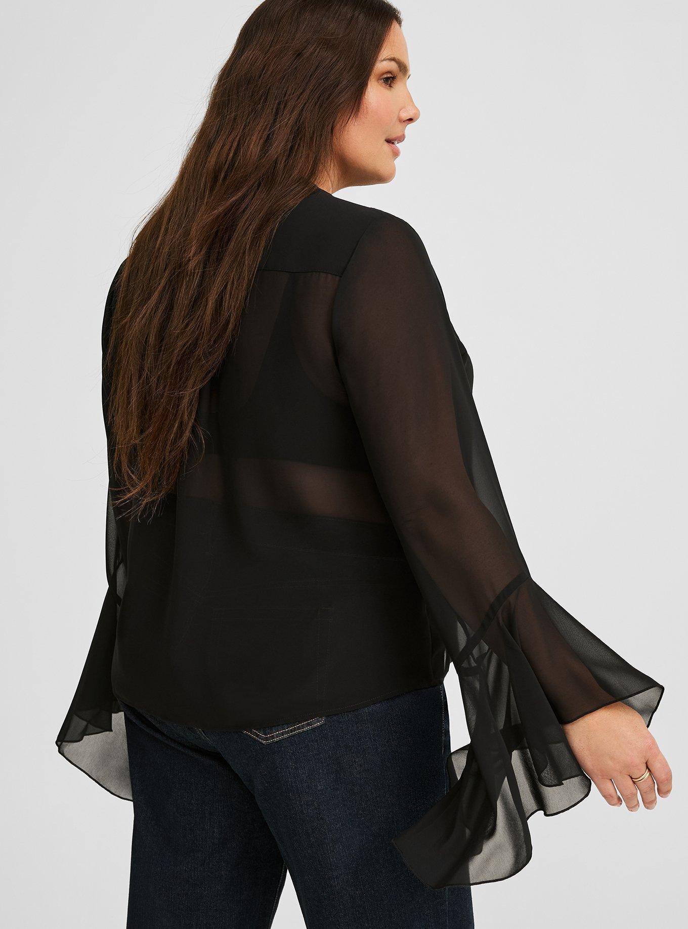 Chiffon Ruffle Front Shirt 