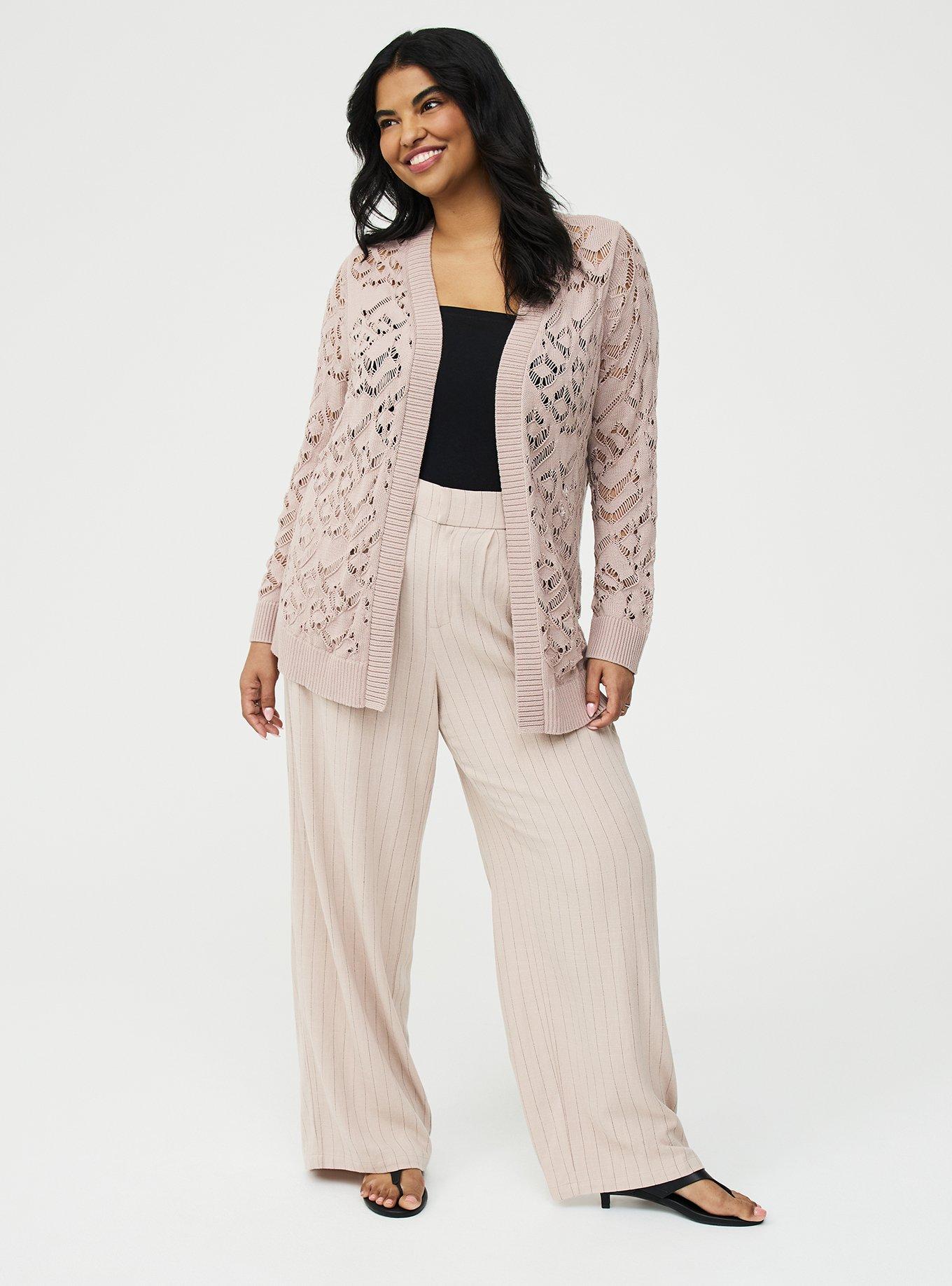 Crochet Longline Cardigan, MUSHROOM, alternate