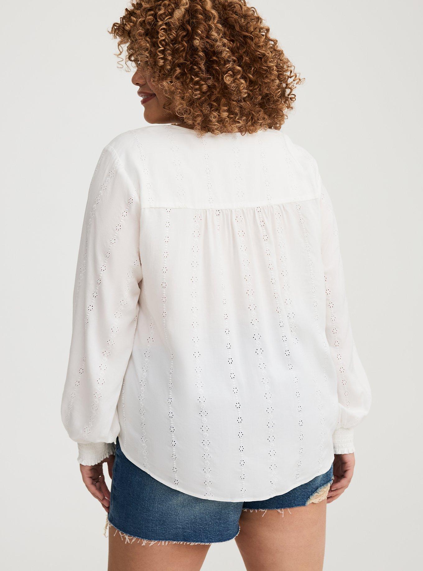 Eyelet Button-Down Top