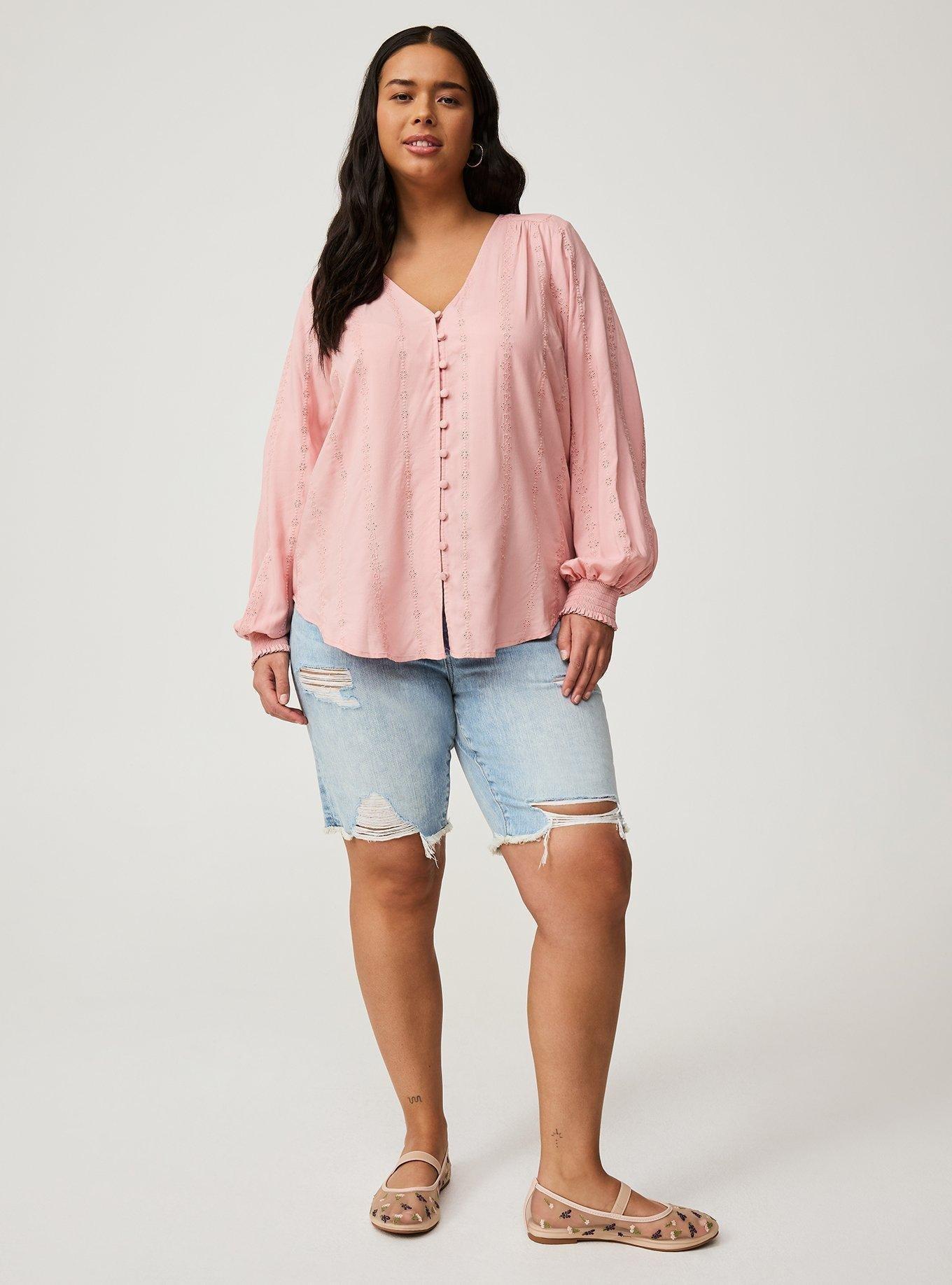 Eyelet Button-Down Top