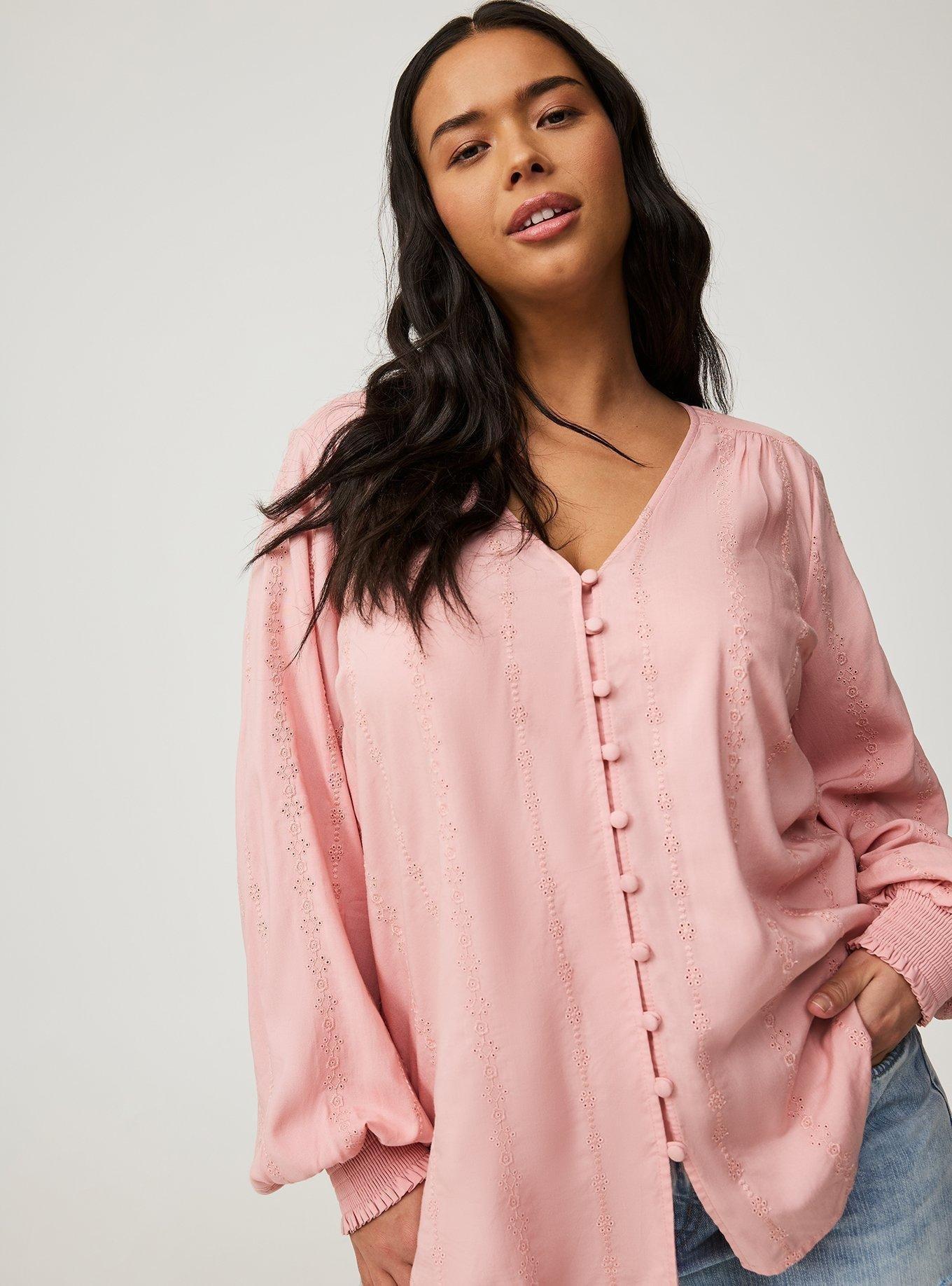 Eyelet Button-Down Top