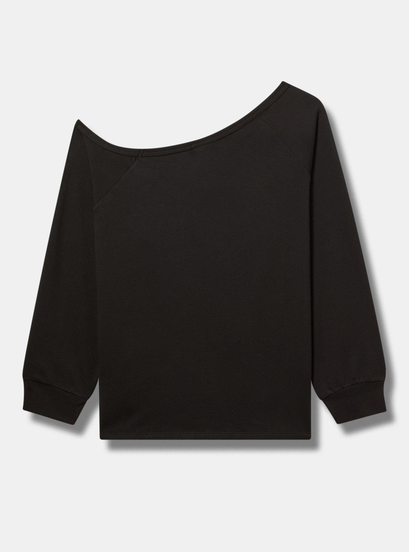 Roses Super Soft Fleece Relaxed Off-Shoulder Pullover