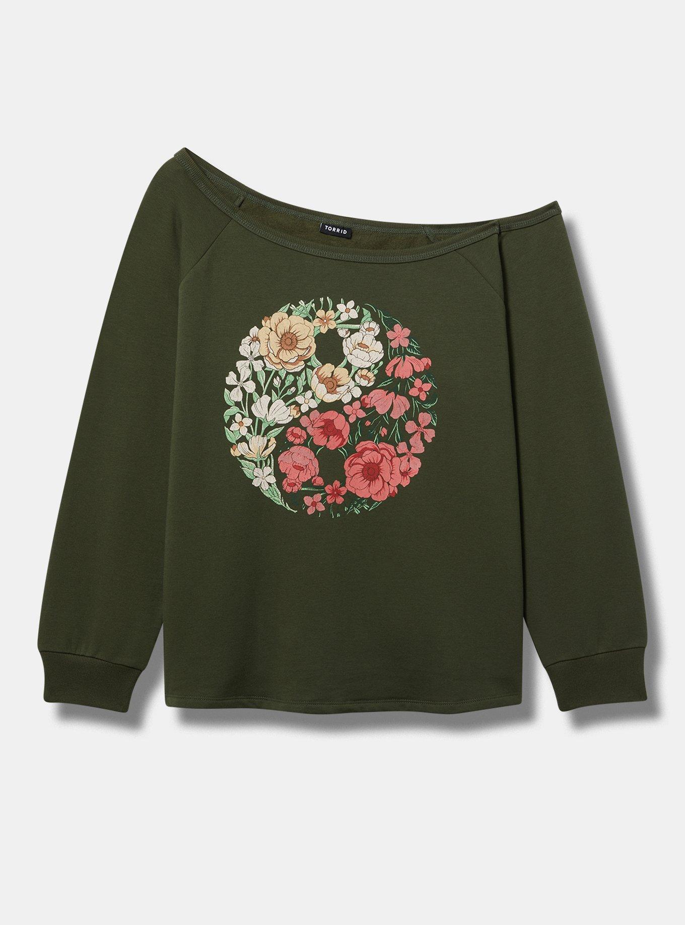 Yin Yang Super Soft Fleece Off-Shoulder Pullover