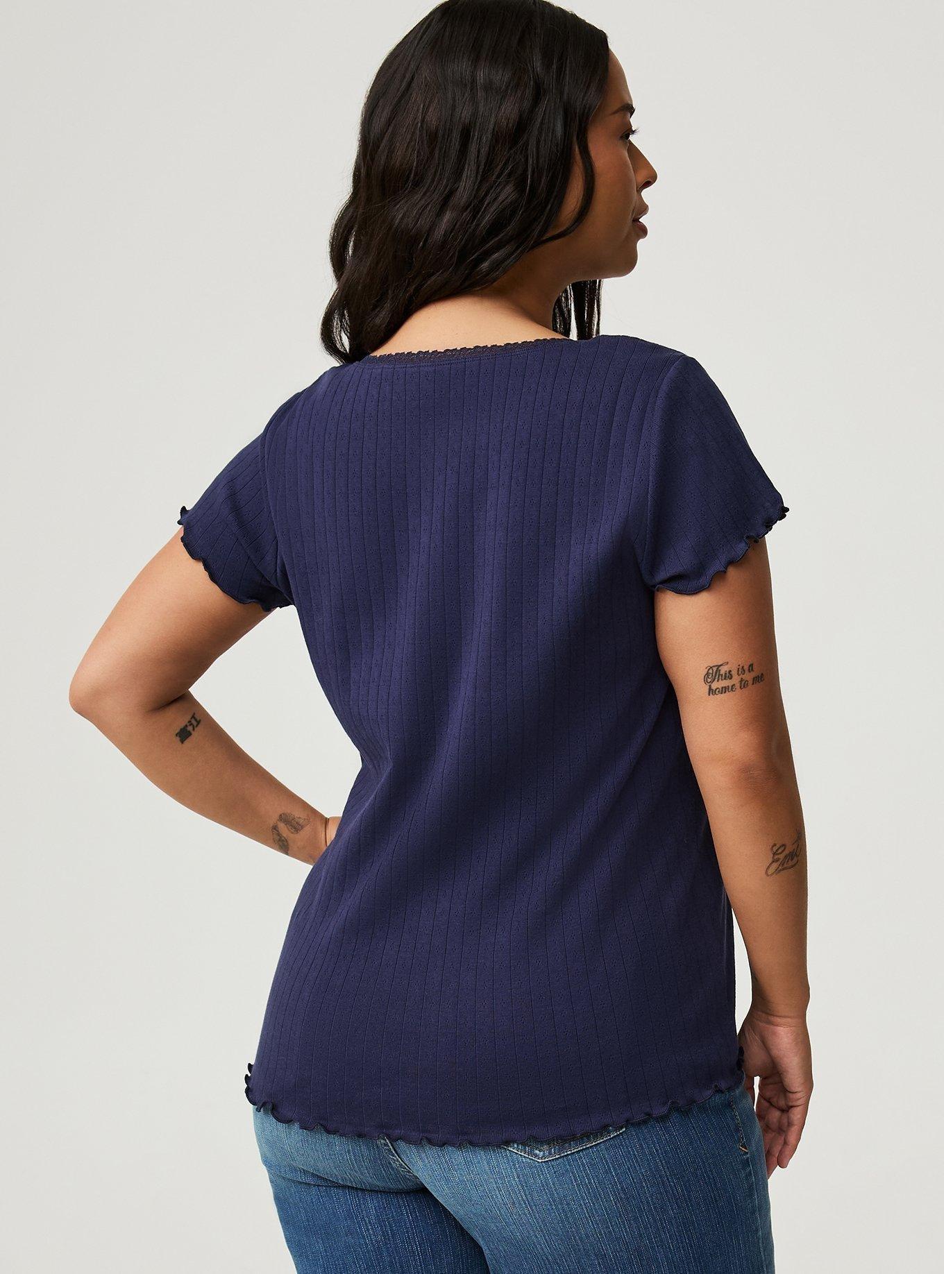 Lace Trim Fitted Scoop Tee