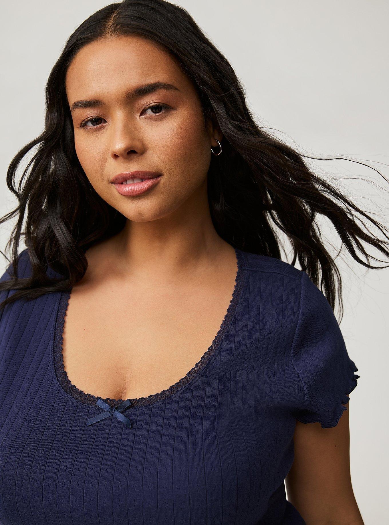 Lace Trim Fitted Scoop Tee