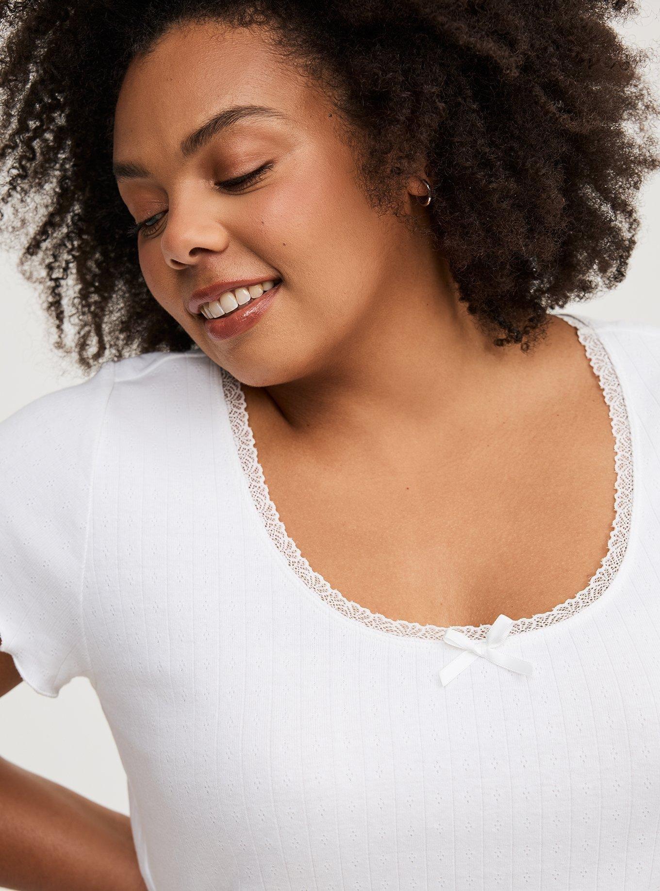Lace Trim Fitted Scoop Tee