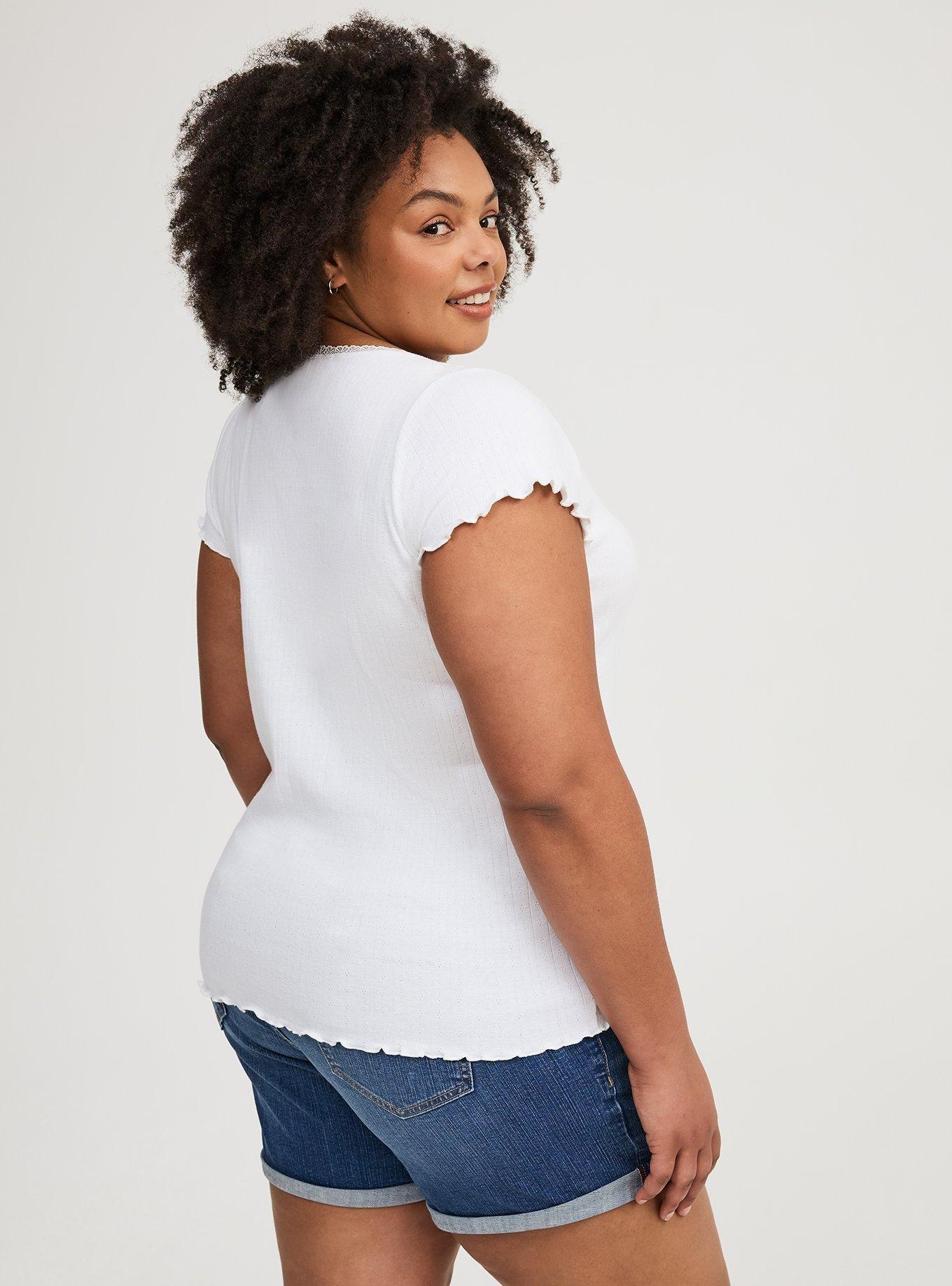 Lace Trim Fitted Scoop Tee