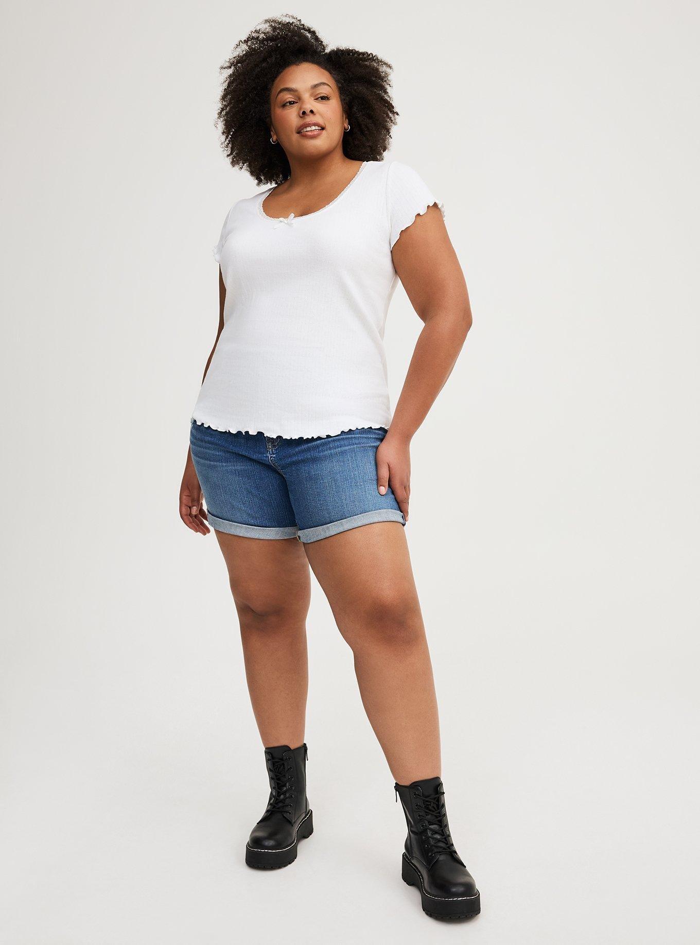 Lace Trim Fitted Scoop Tee