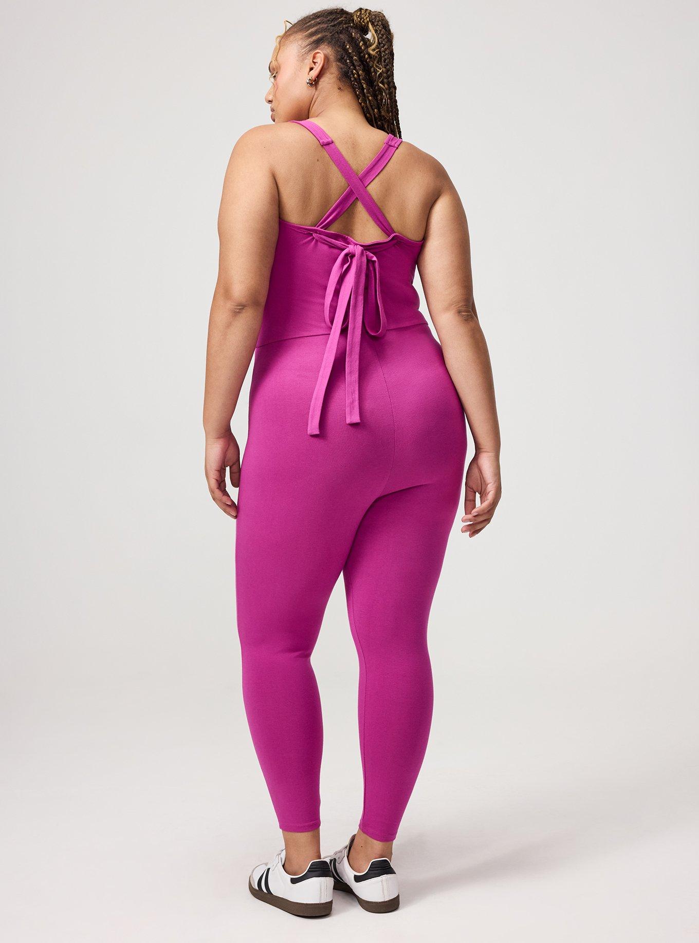 Plus Size Cropped Cross-Back One Piece, WILD ASTER, alternate