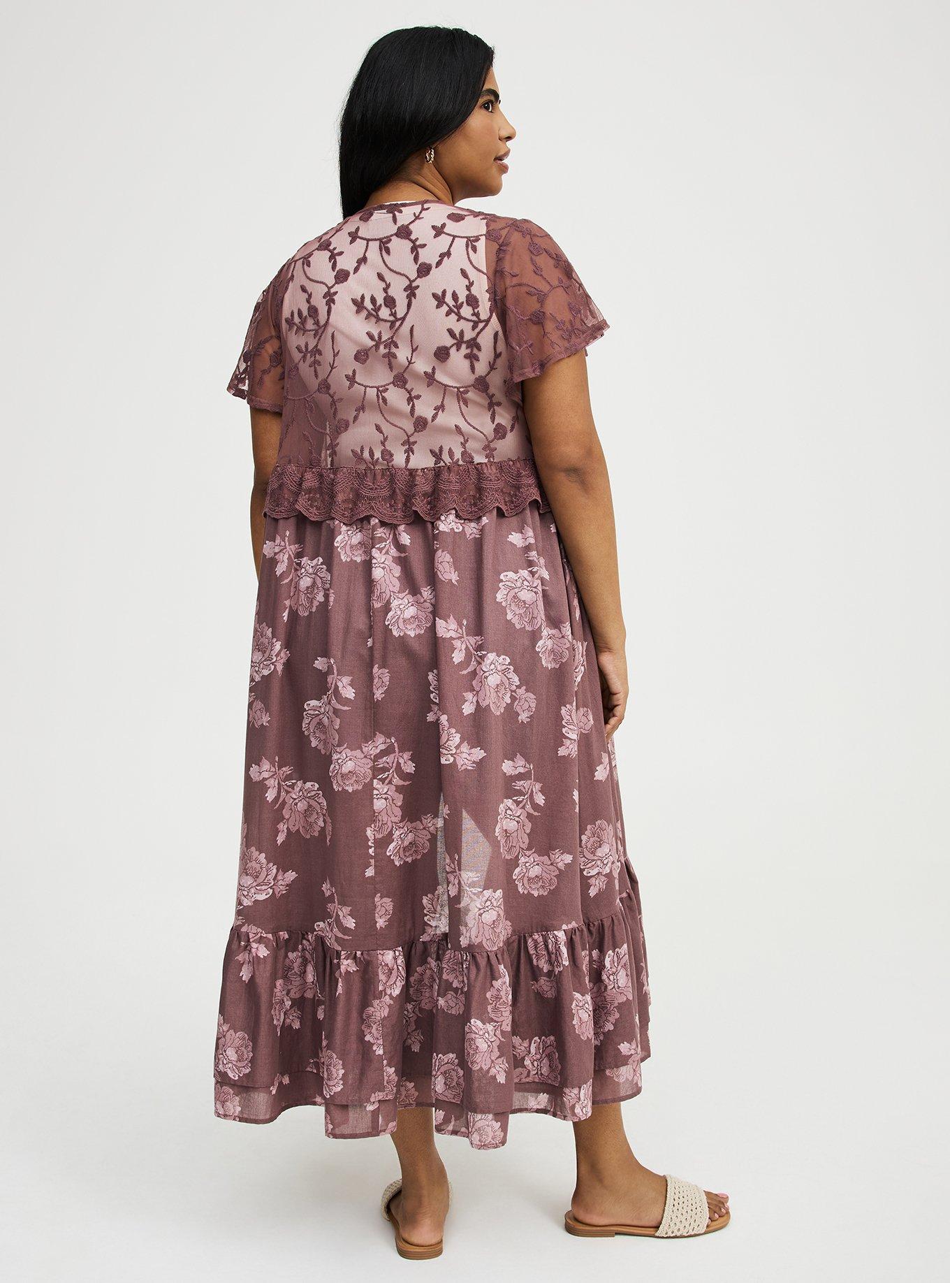 Gauze Maxi Kimono, FLOWER STAMPS FLORAL TAN, alternate