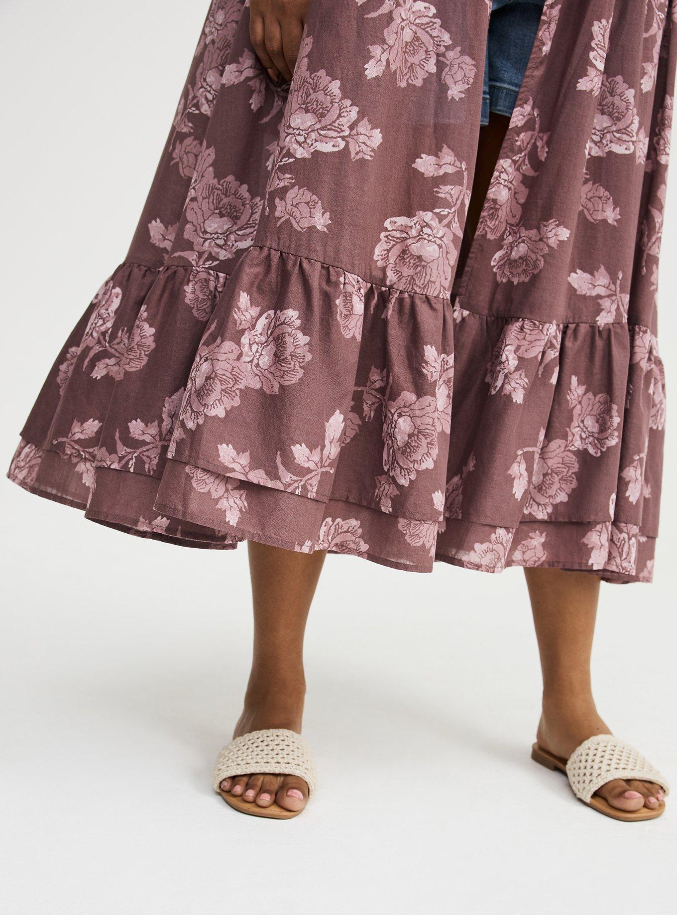 Gauze Maxi Kimono, FLOWER STAMPS FLORAL TAN, alternate