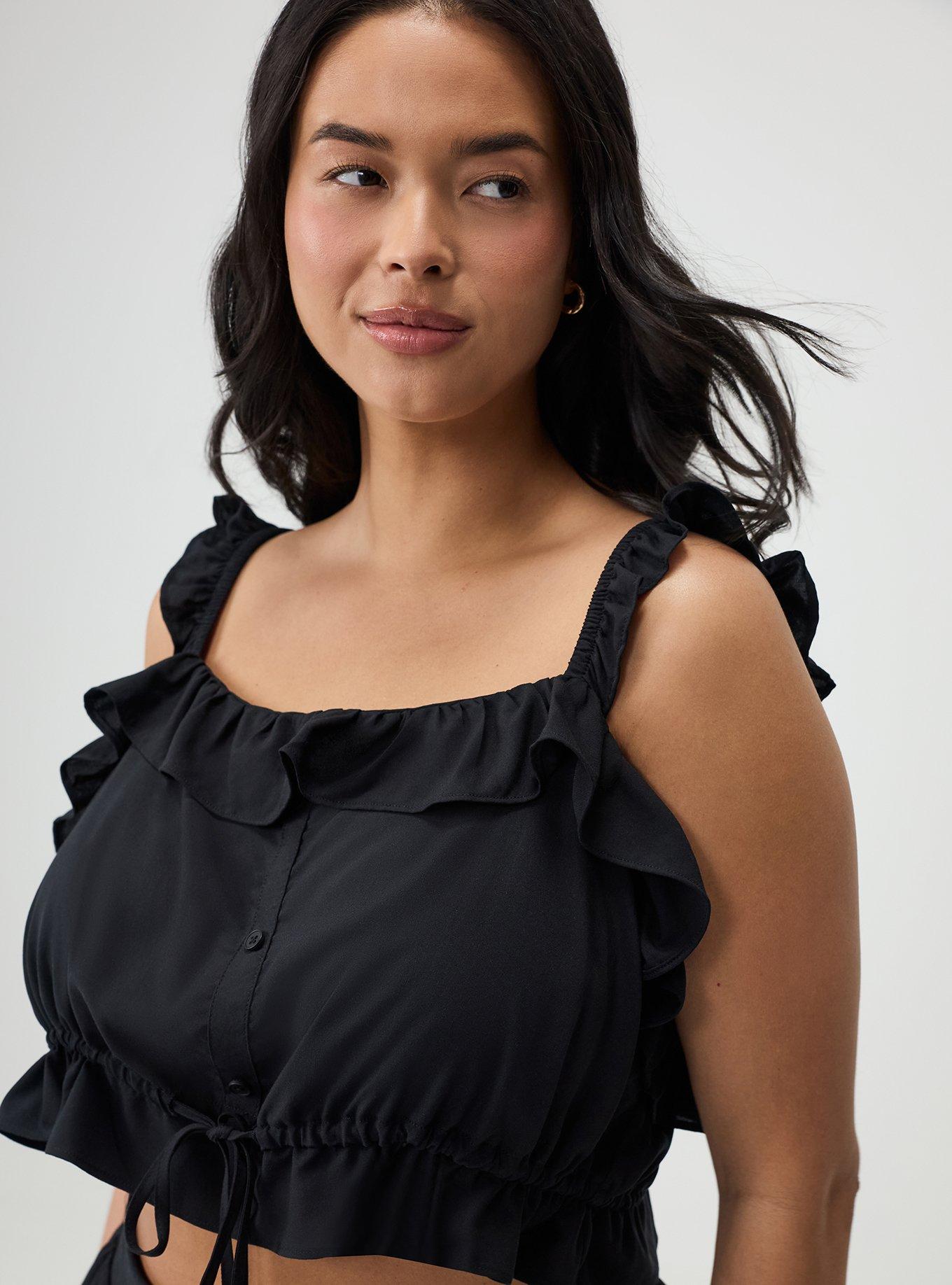 Challis Ruffle Mini Skirt Set, DEEP BLACK, alternate