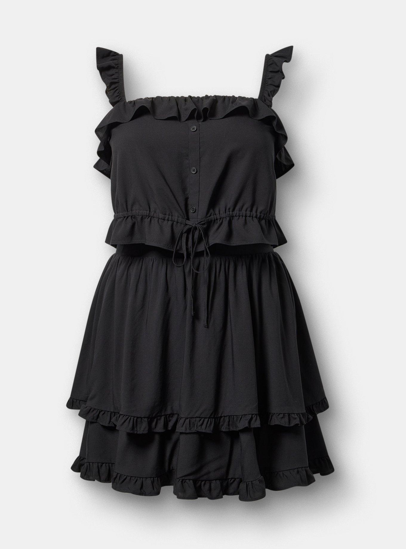 Challis Ruffle Mini Skirt Set, DEEP BLACK, hi-res