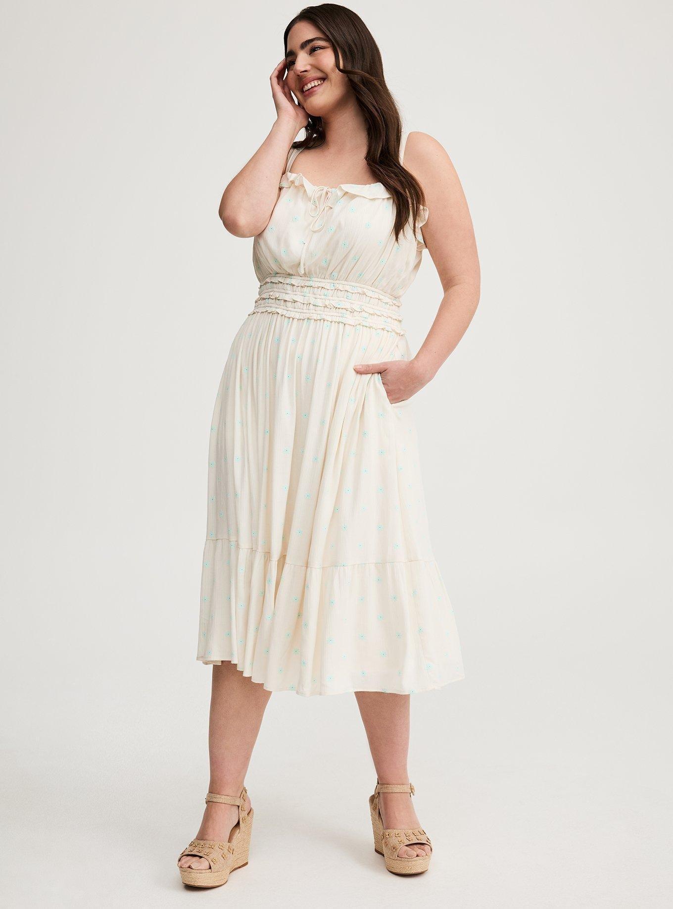 Shirred Bodice Midi Dress