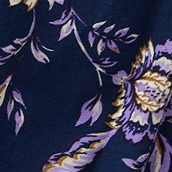 Y-Neck Challis Maxi Dress, LANA JACOBEAN NAVY, swatch