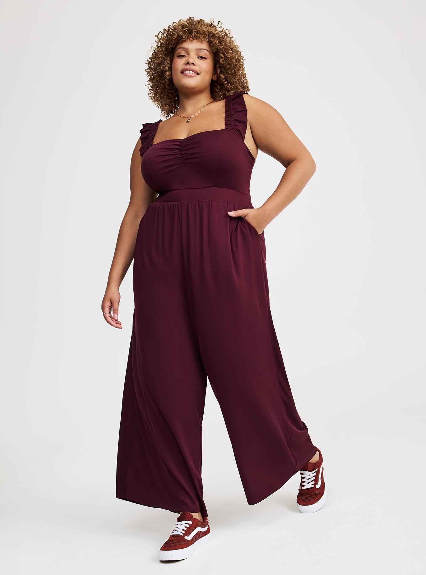 green emerald velvet dress Embroidered Strap Flowy Jumpsuit Khaki / L main image 0