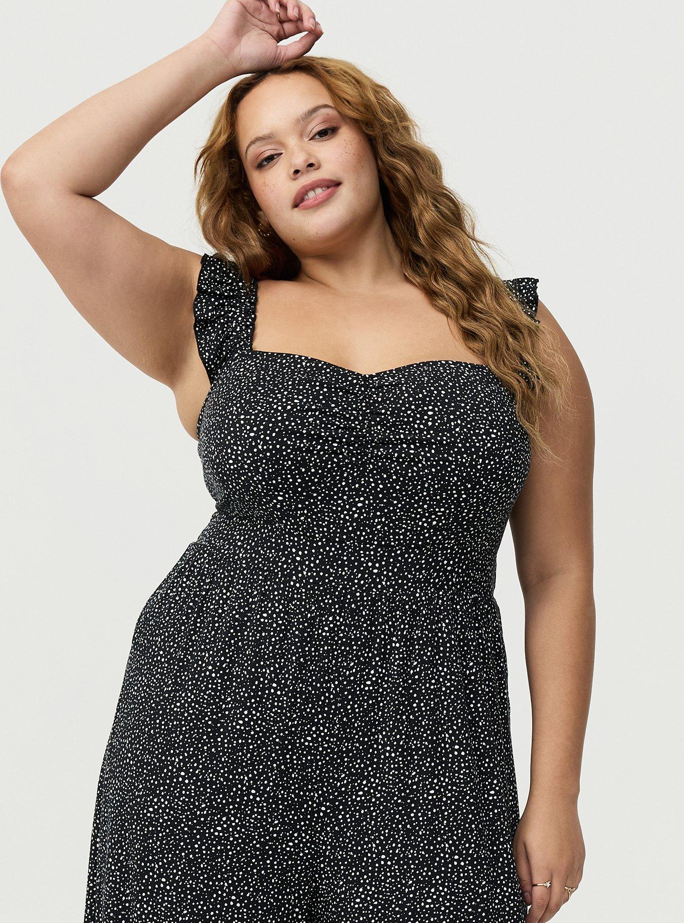 Ruffle Strap Jumpsuit, OUI DOTS BLACK, alternate