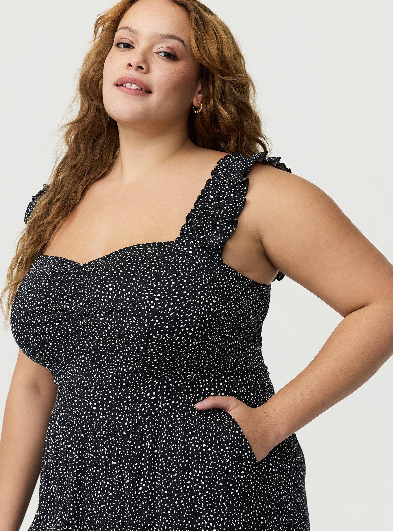 Ruffle Strap Jumpsuit, OUI DOTS BLACK, alternate