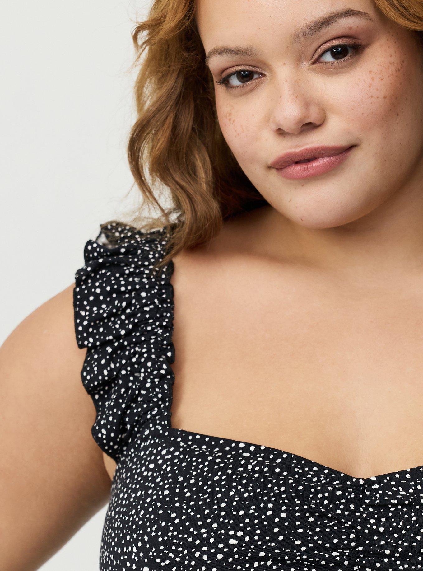 Ruffle Strap Jumpsuit, OUI DOTS BLACK, alternate