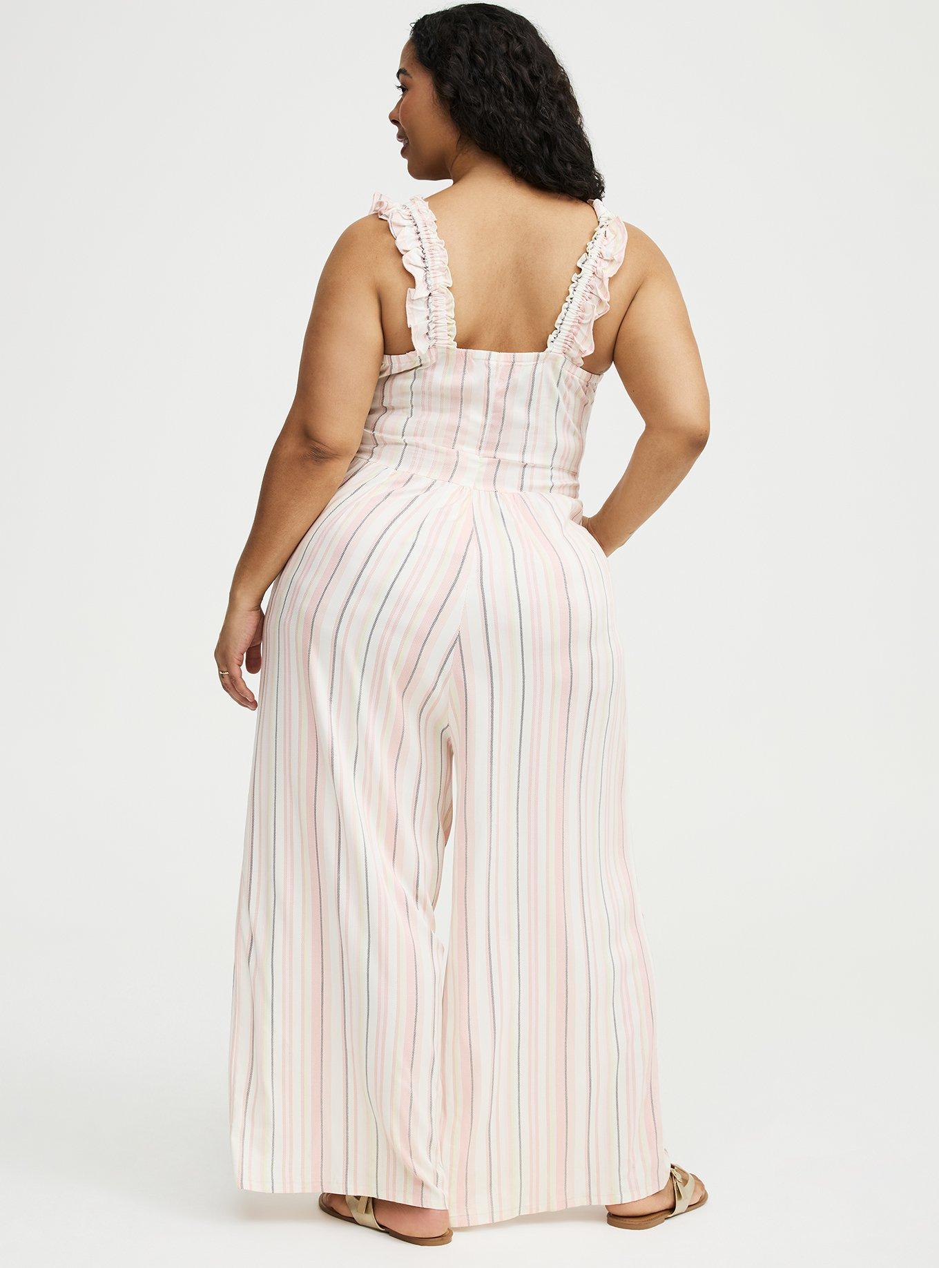 Ruffle Strap Jumpsuit, CASEY STRIPE IVORY, alternate
