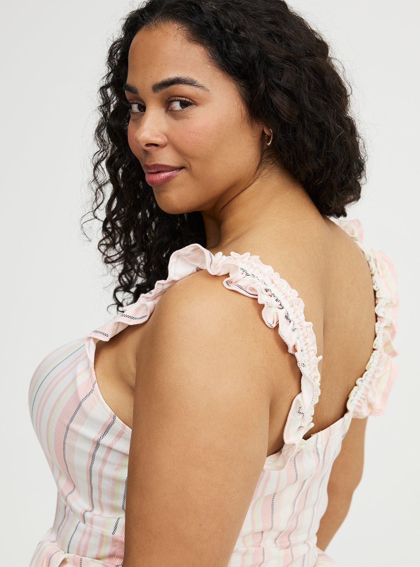 Ruffle Strap Jumpsuit, CASEY STRIPE IVORY, alternate