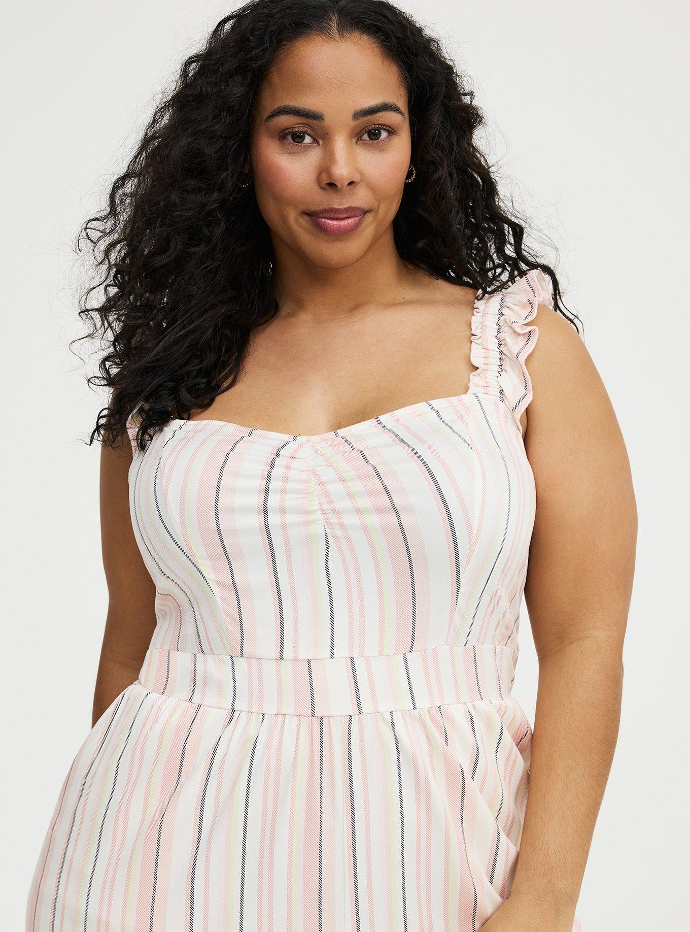 Ruffle Strap Jumpsuit, CASEY STRIPE IVORY, alternate