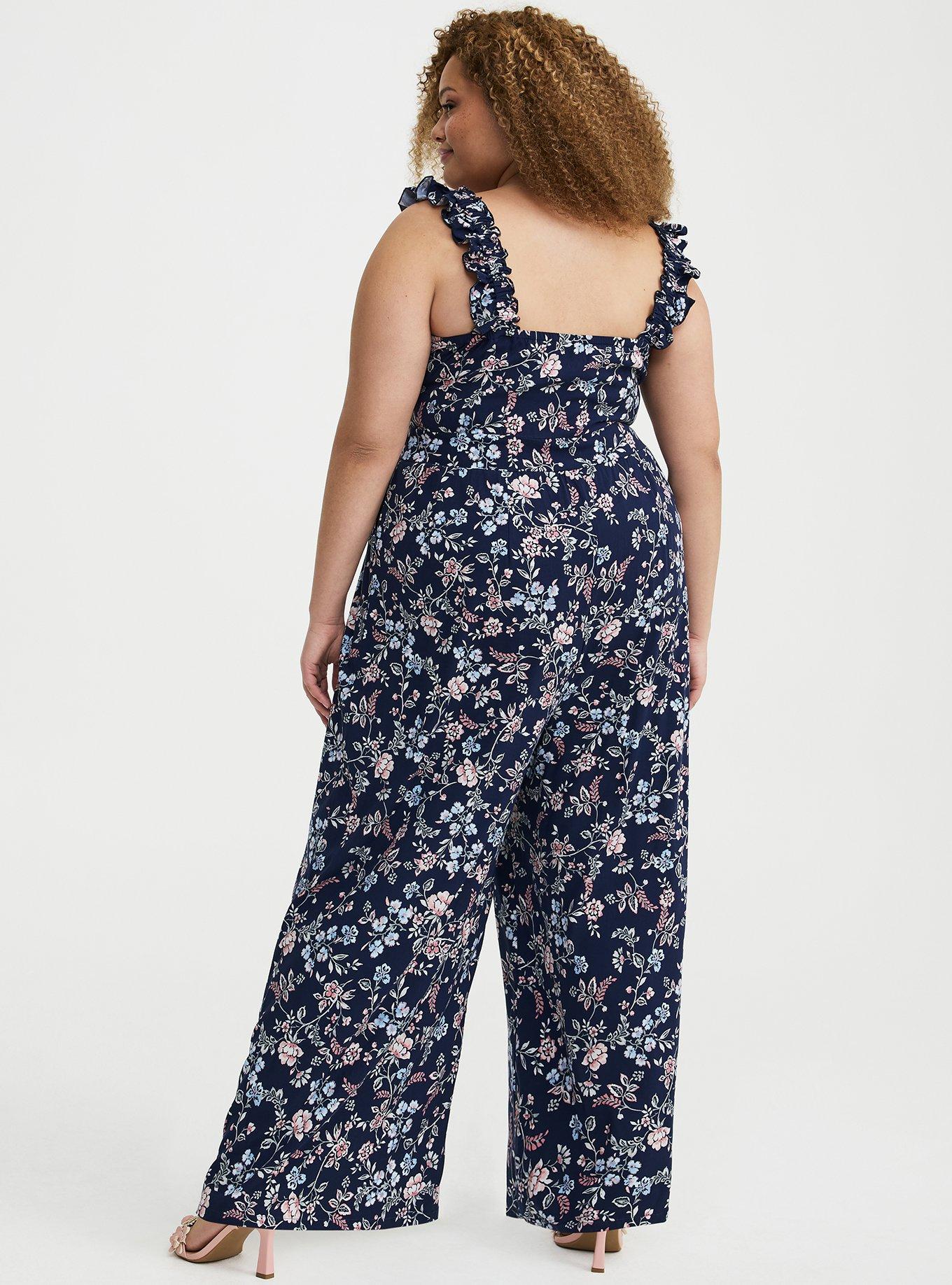 Ruffle Strap Jumpsuit, TENDER JACOBEAN NAVY, alternate