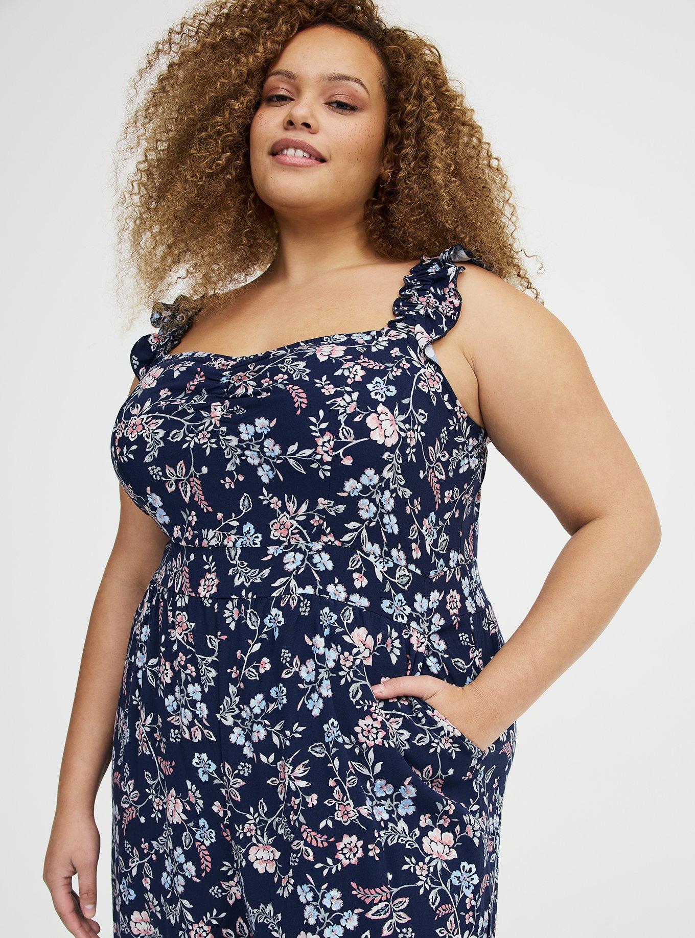 Ruffle Strap Jumpsuit, TENDER JACOBEAN NAVY, alternate