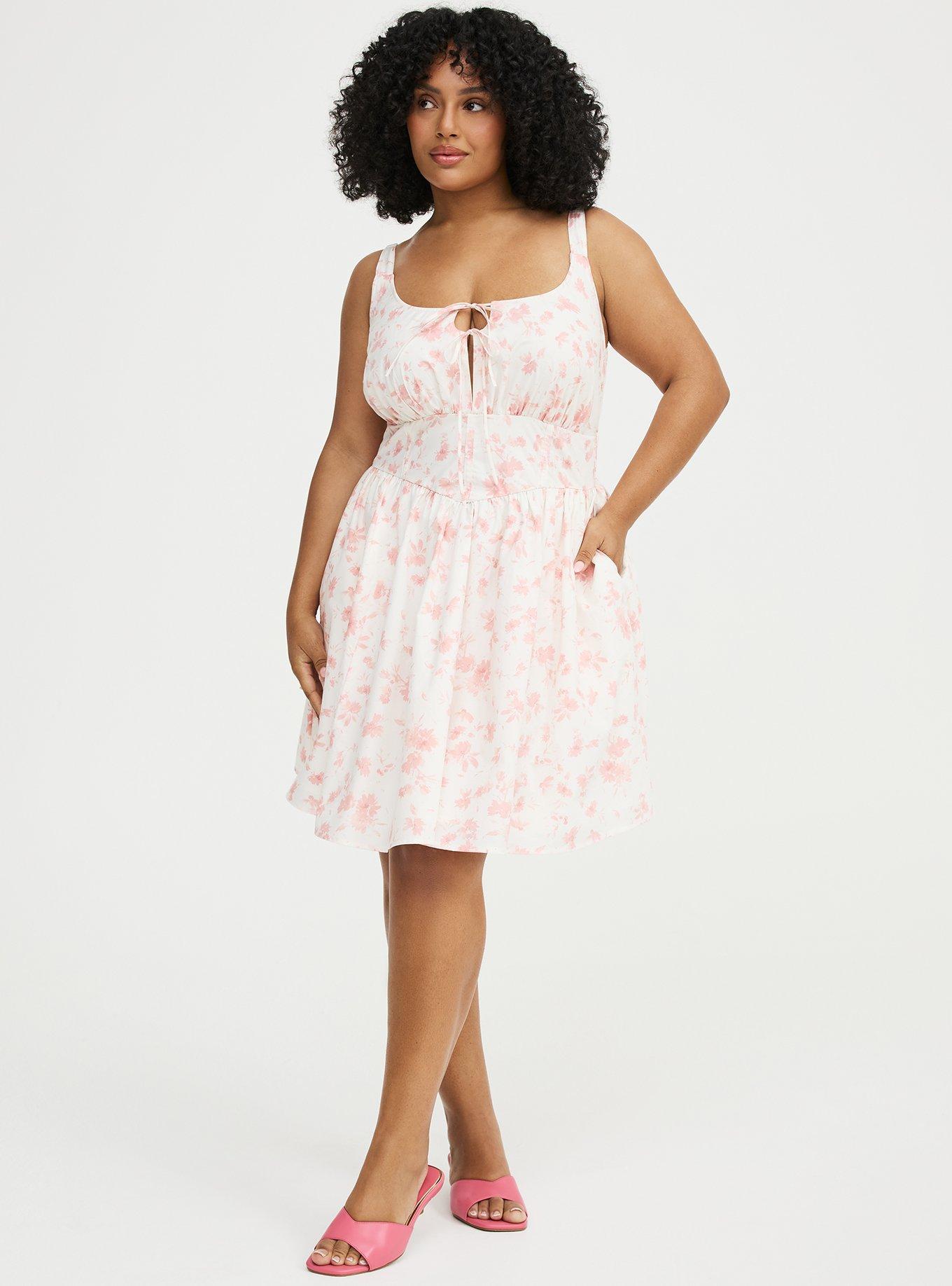 Corset Detail Mini Dress, REFRESHING SUNFLOWER FLORAL PINK, alternate