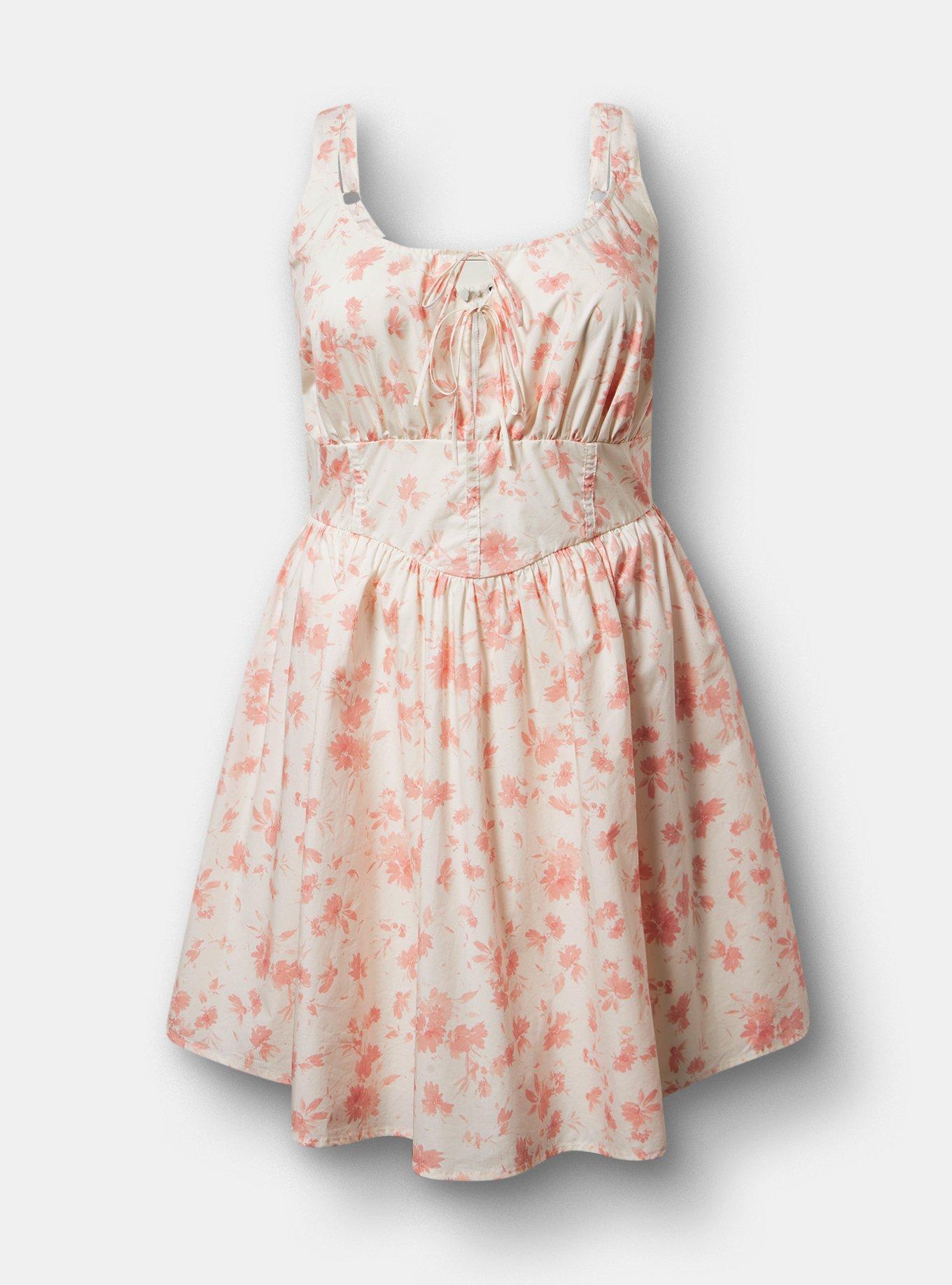 Corset Detail Mini Dress, REFRESHING SUNFLOWER FLORAL PINK, hi-res