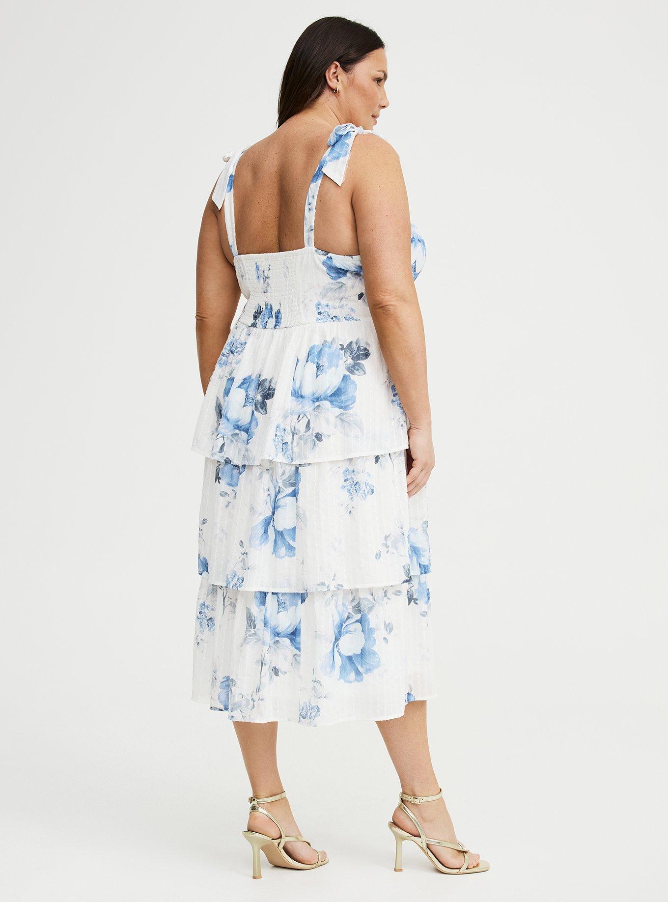 Sweetheart Tiered Midi Dress, MOZART FLORAL BLUE, alternate