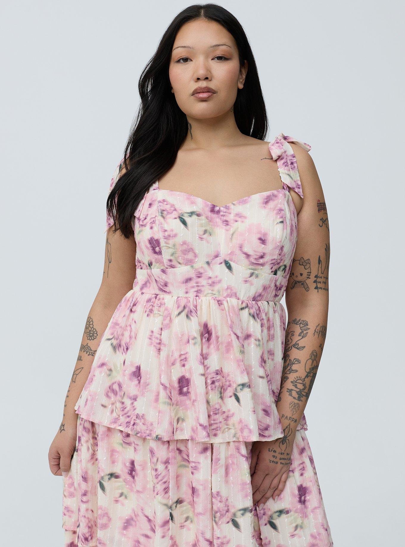 Sweetheart Tiered Midi Dress, FLASHED ROSES FLORAL CREAM, alternate
